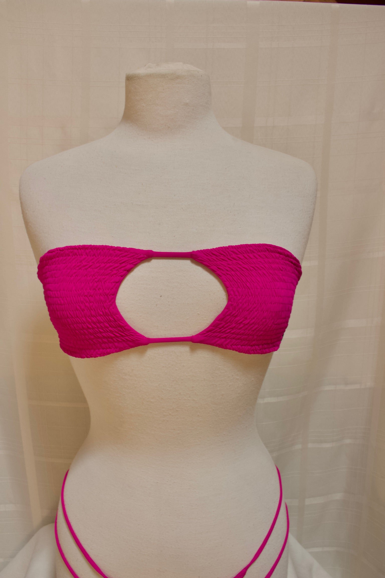 Smocked bandeau with front cutout