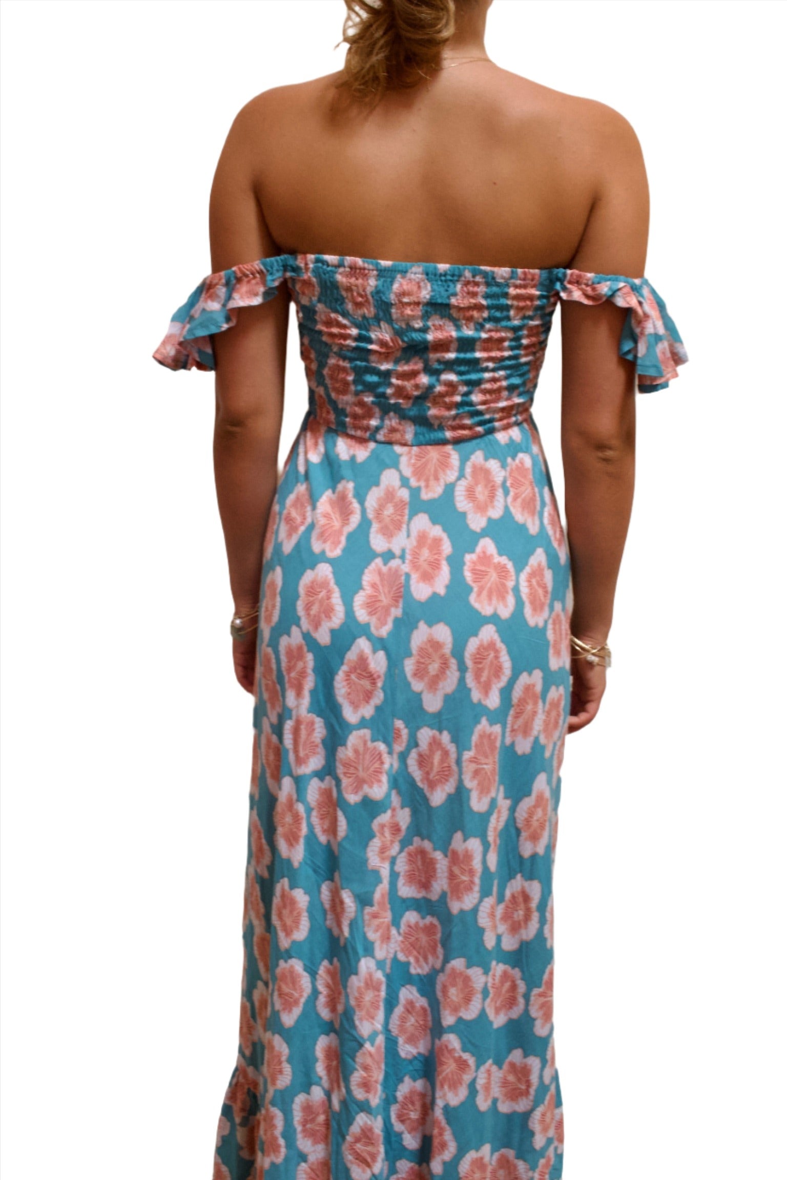 Ruffled Sleeve Floral Print Maxi Dress