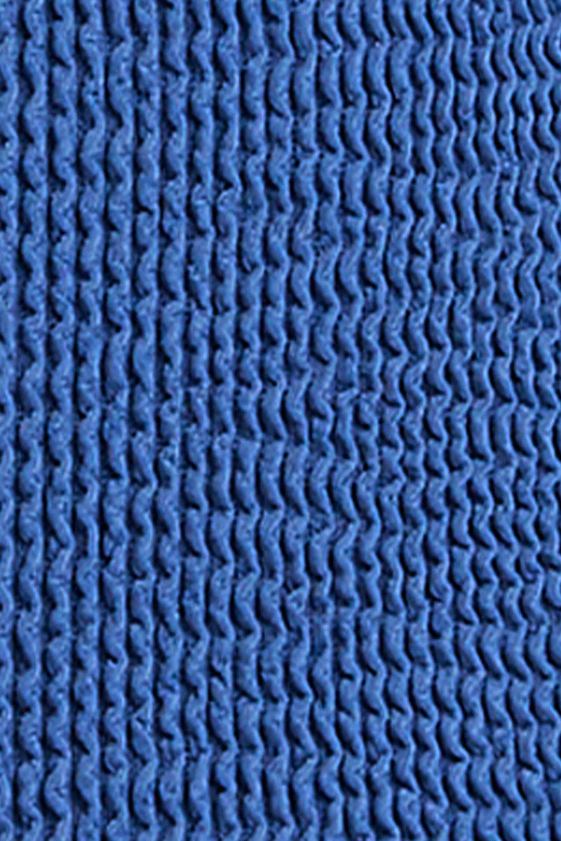 One size blue bottom with modest coverage in textured crinkle fabric