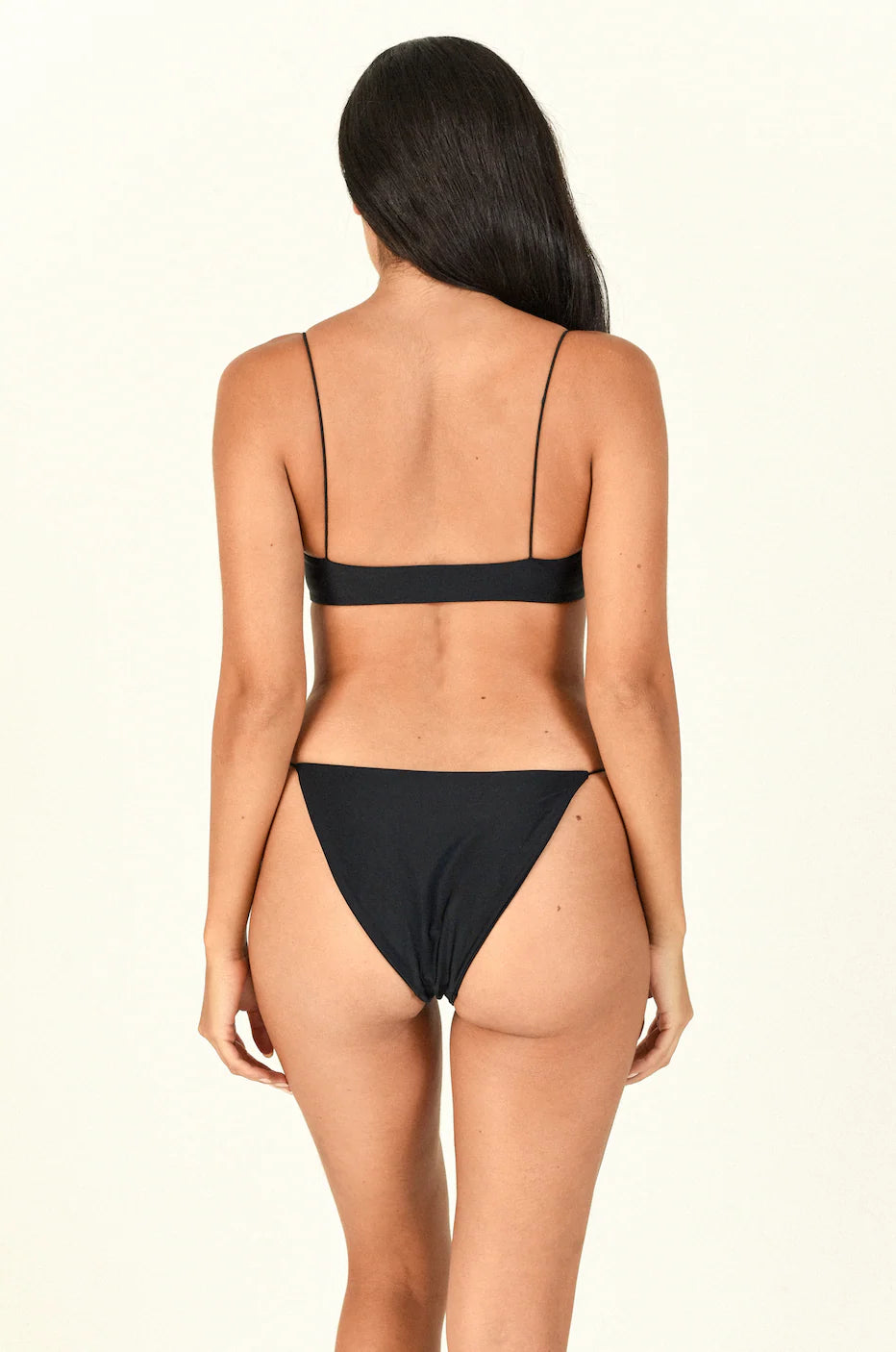 Black micro side strap bikini bottom