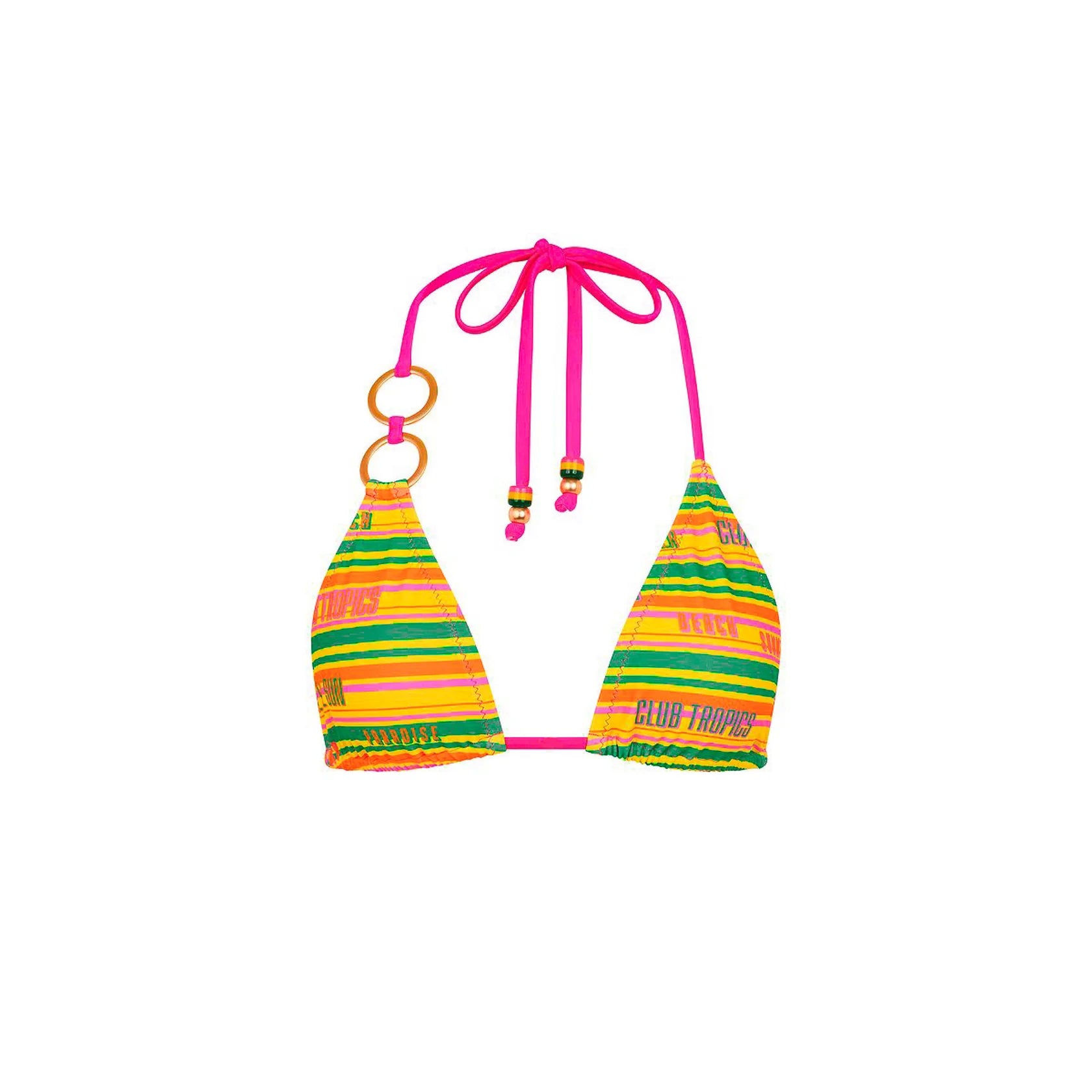 Colorful triangle top with two decorative rings on one side