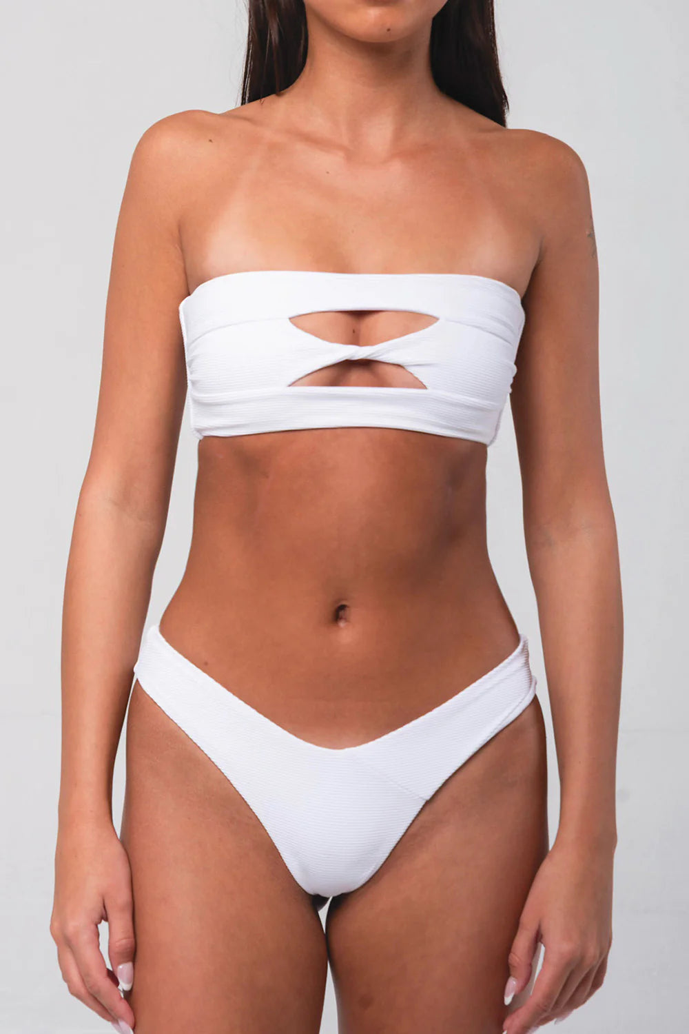 White Micro Rib Bikini Bottom