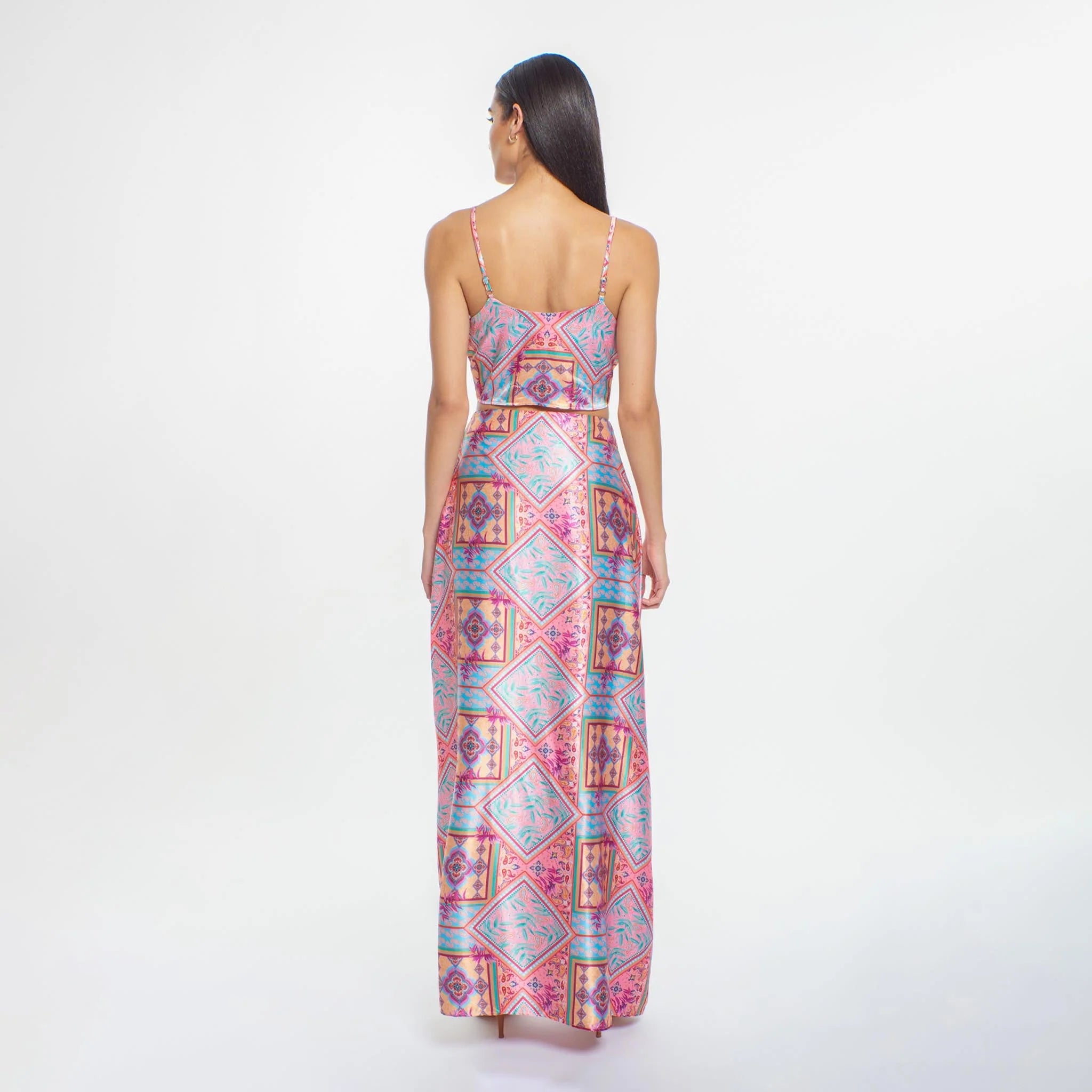 Bright Colorful Print Maxi Skirt