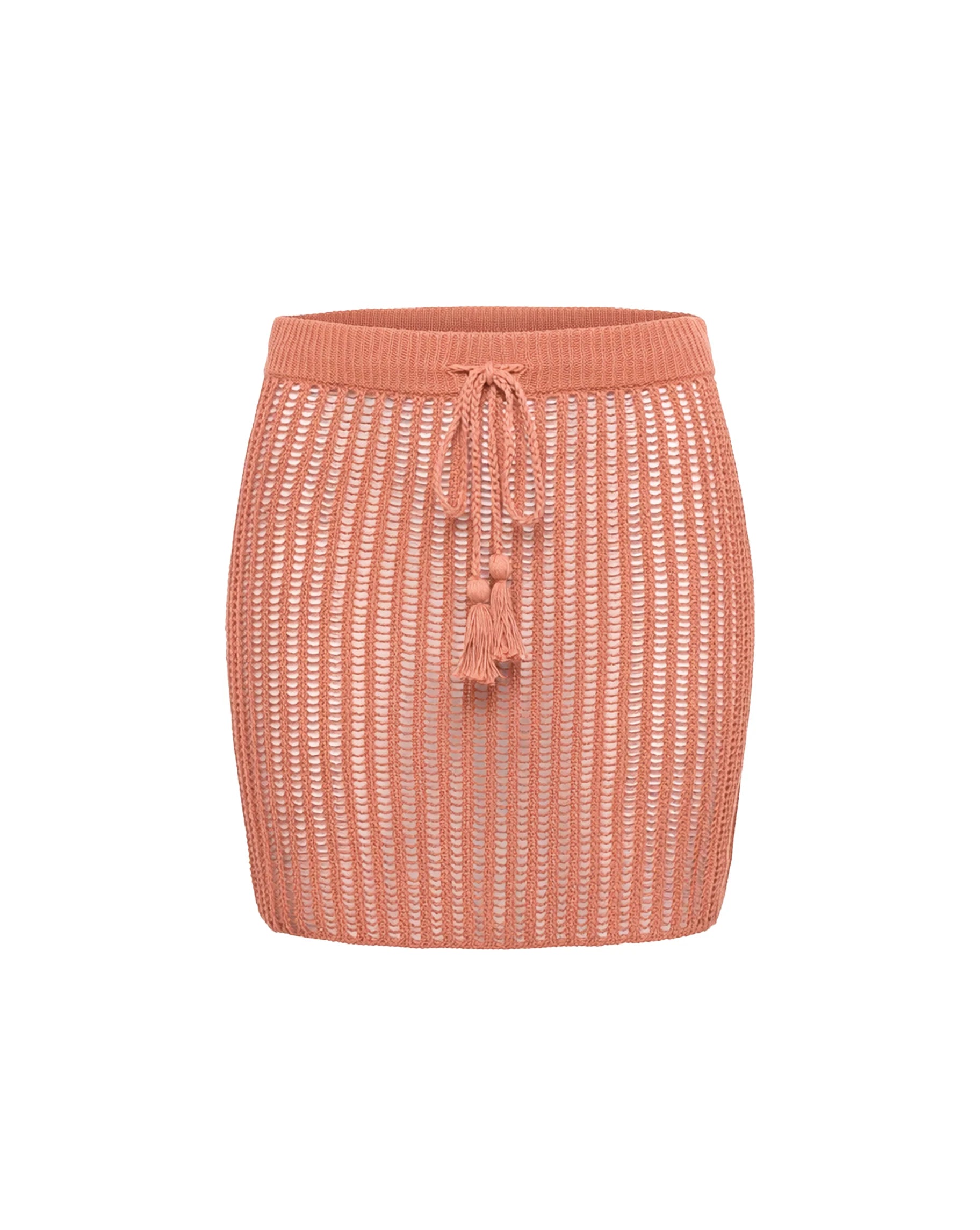 Orange Open Knit Crochet Mini Skirt