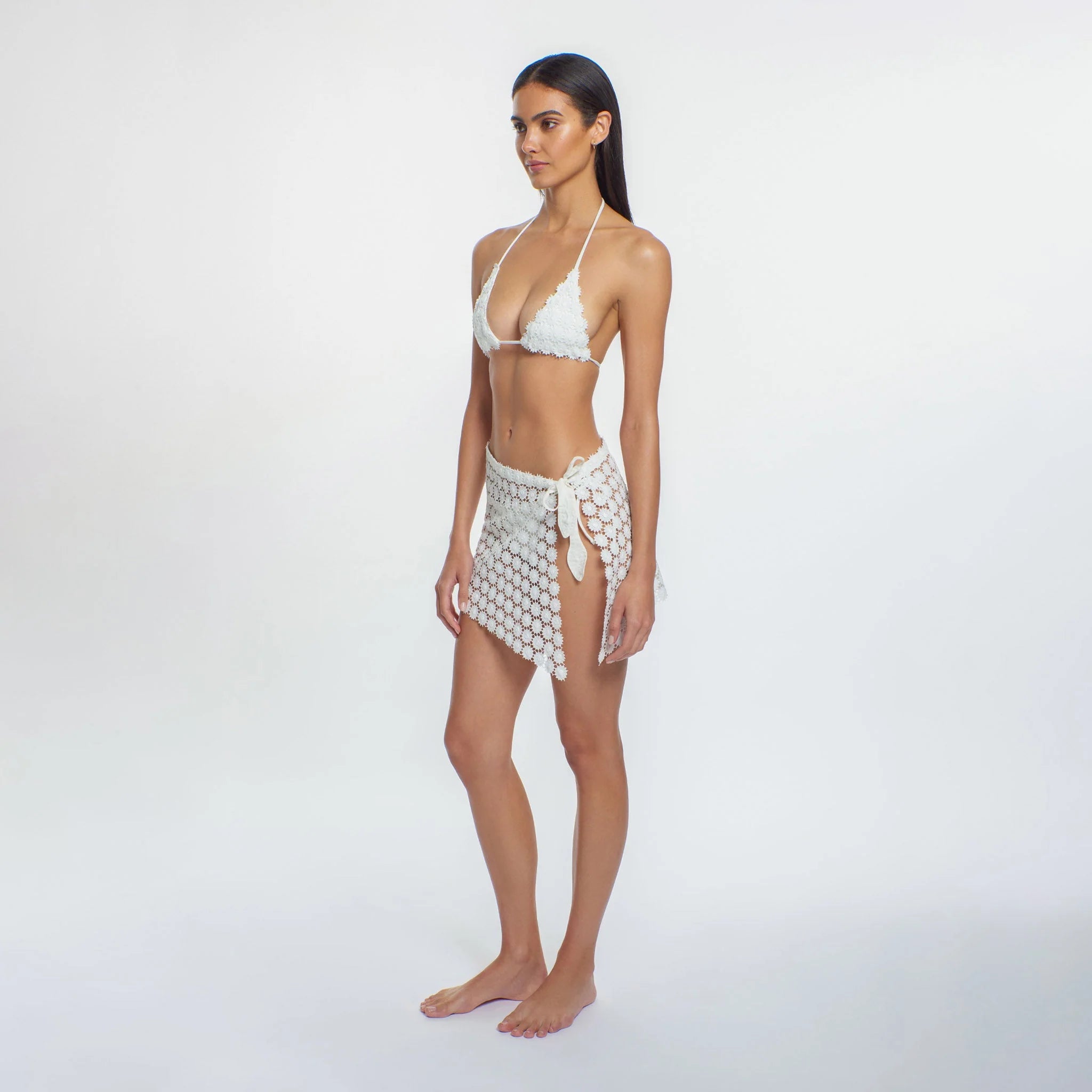 Wite tie side mini coverup skirt