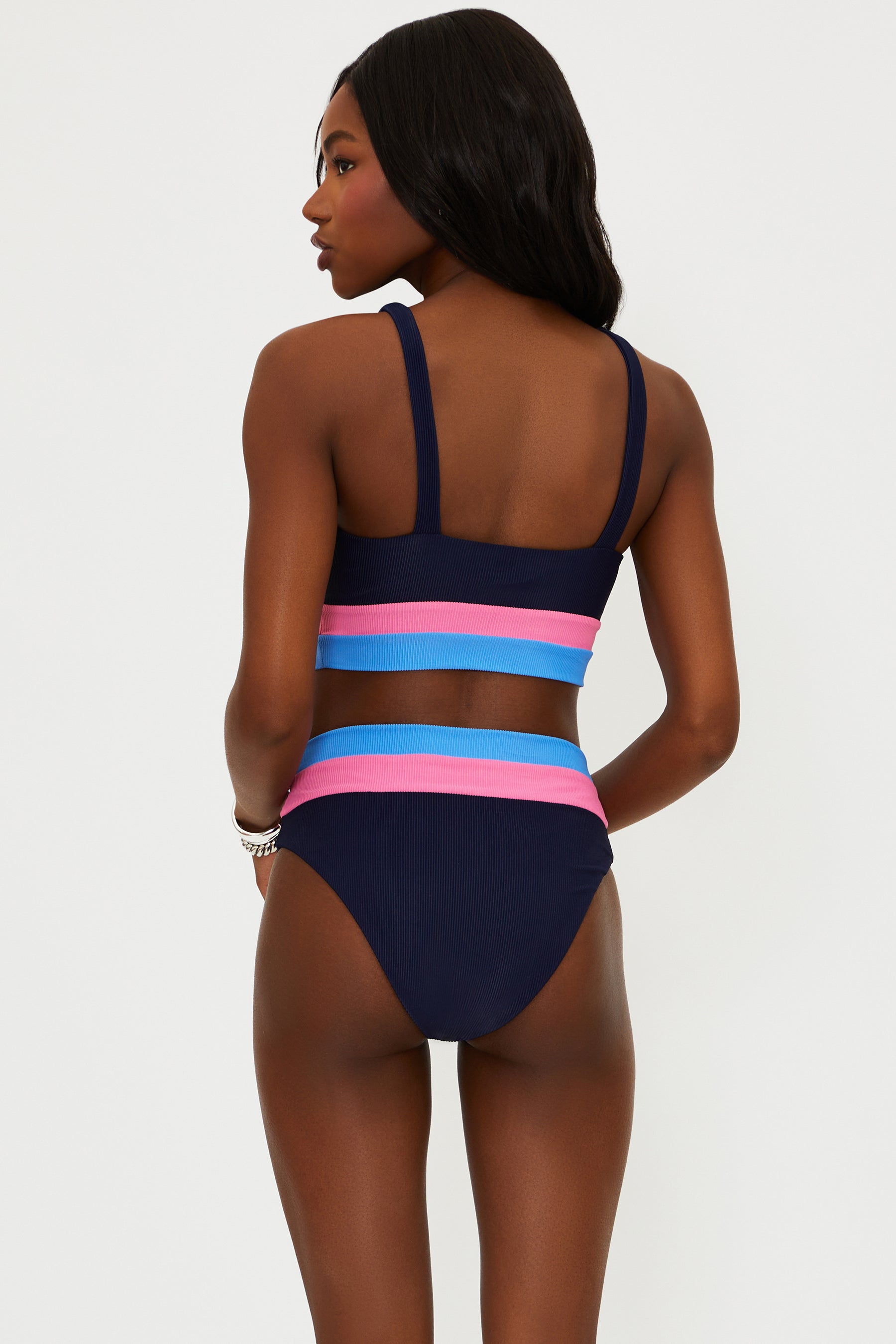 Ribbed bottom with a high waist fit and color blocking