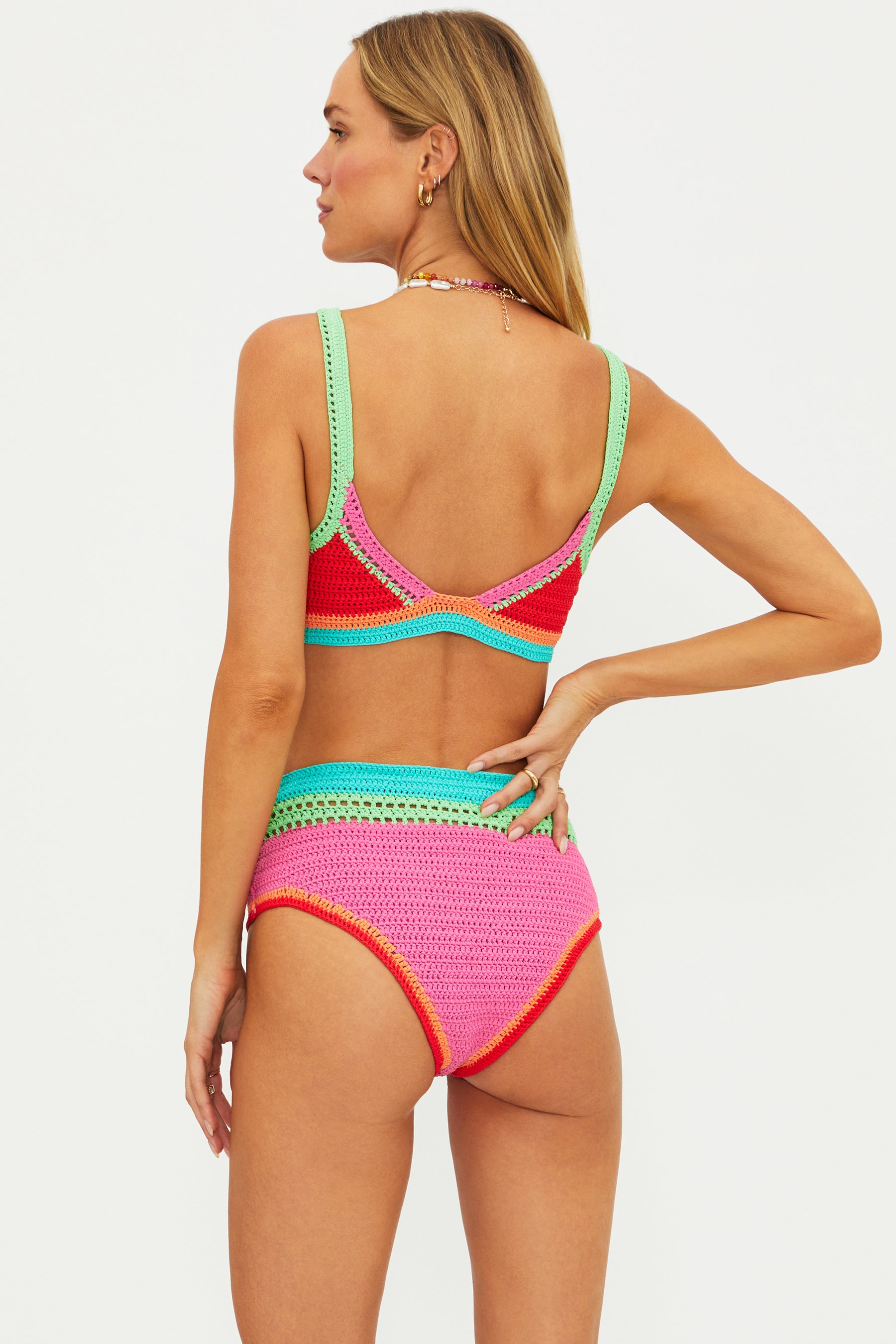 High waist crochet bikini bottom