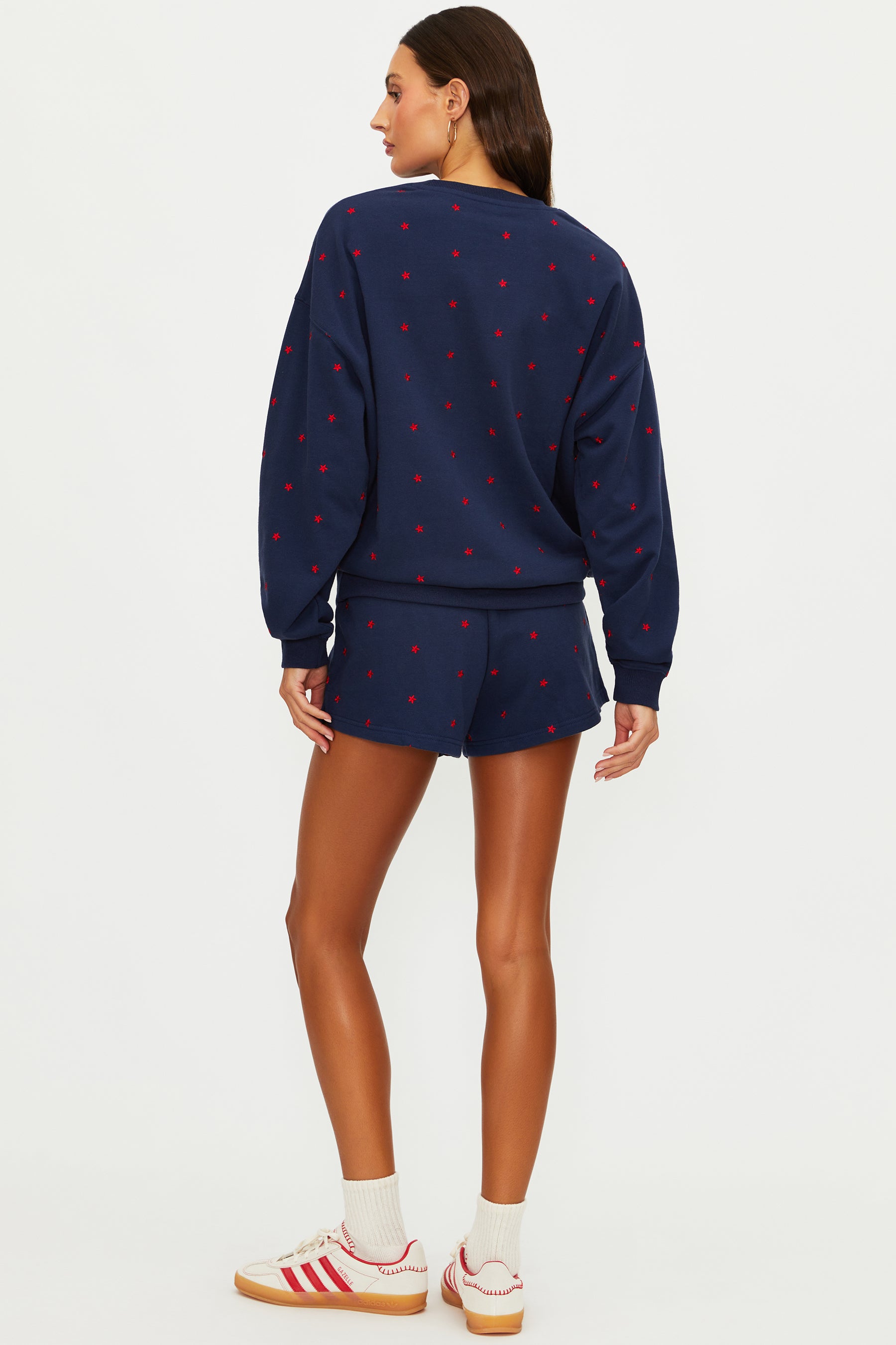 Navy shorts with red stars