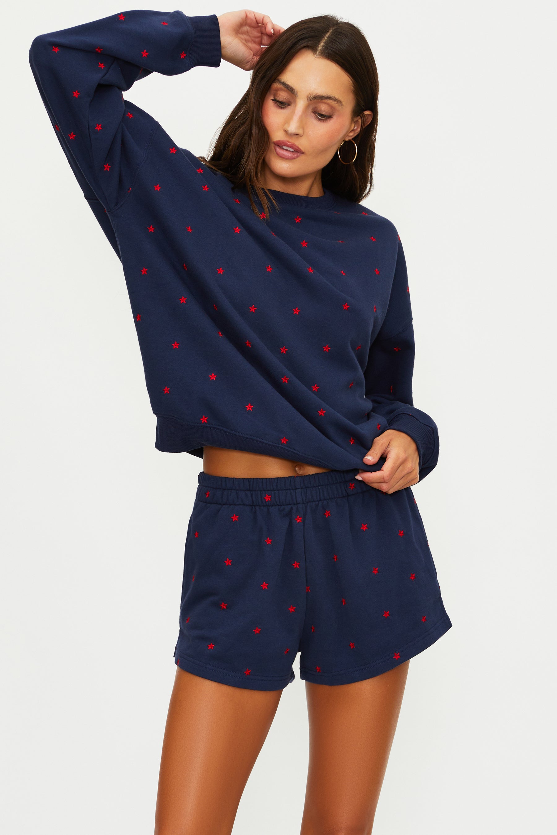Navy sweatshirt with red stars