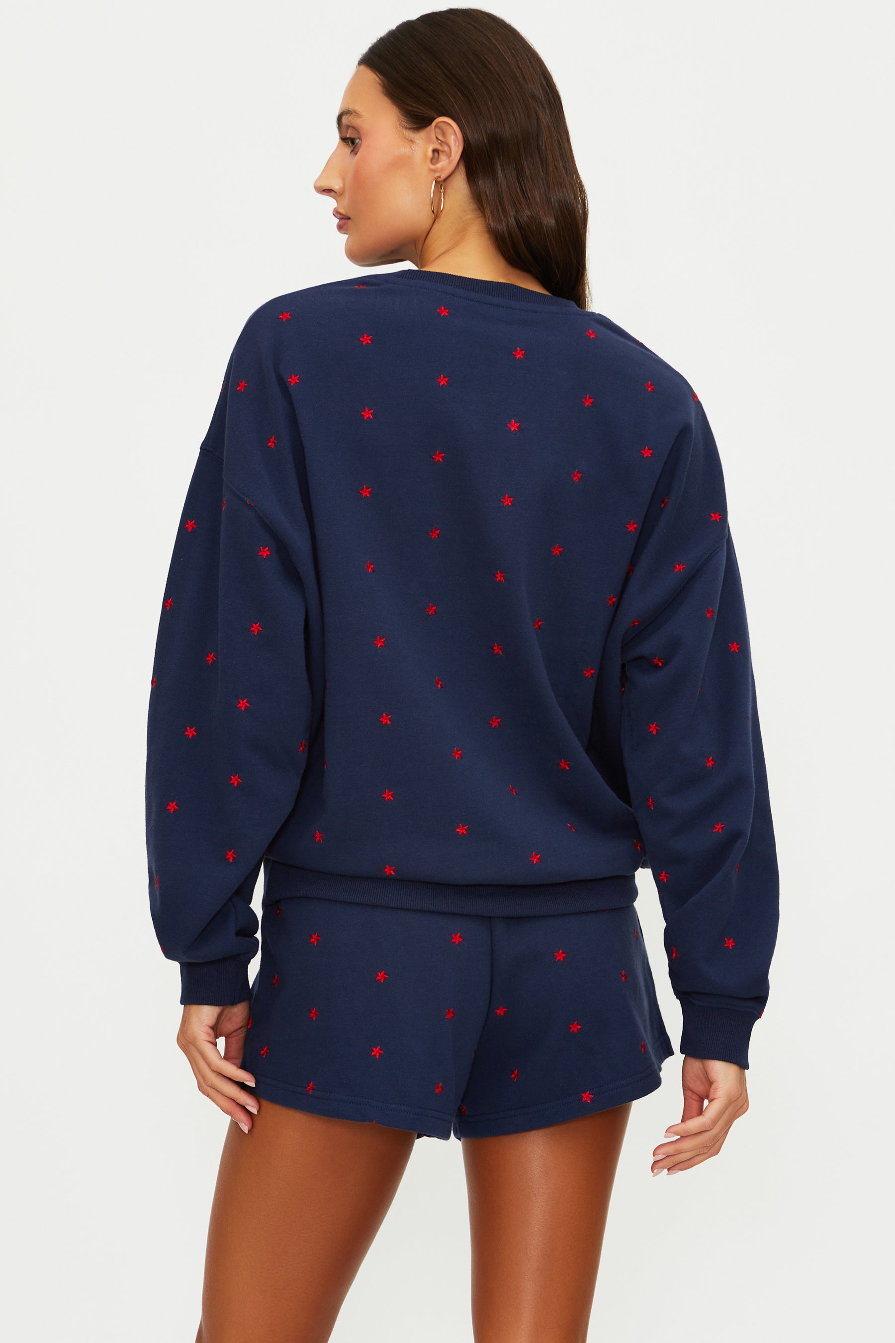 Navy sweatshirt with red stars
