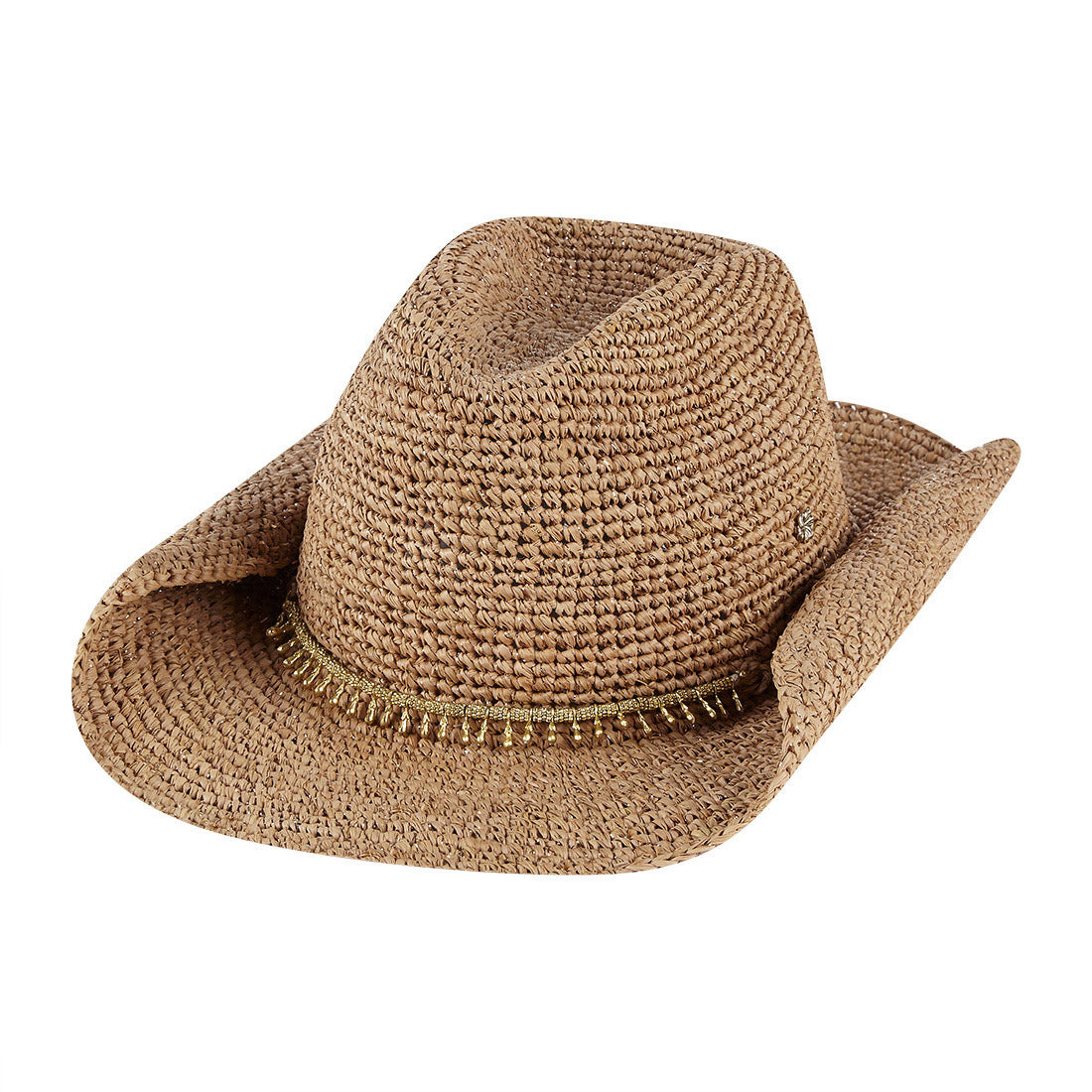 Crochet raffia cowboy hat