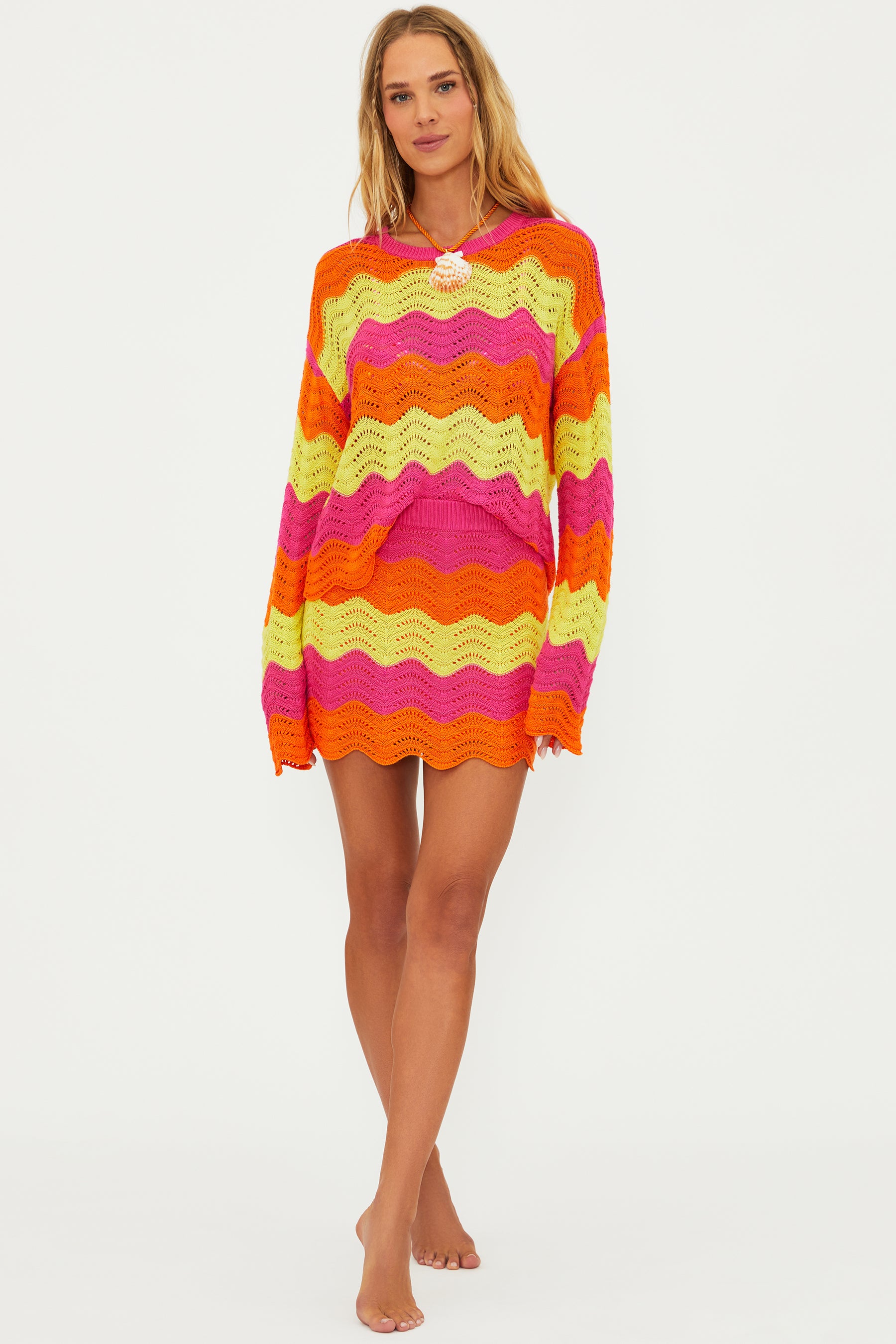 Multicolor open knit skirt that is perfect for the beach and the bar