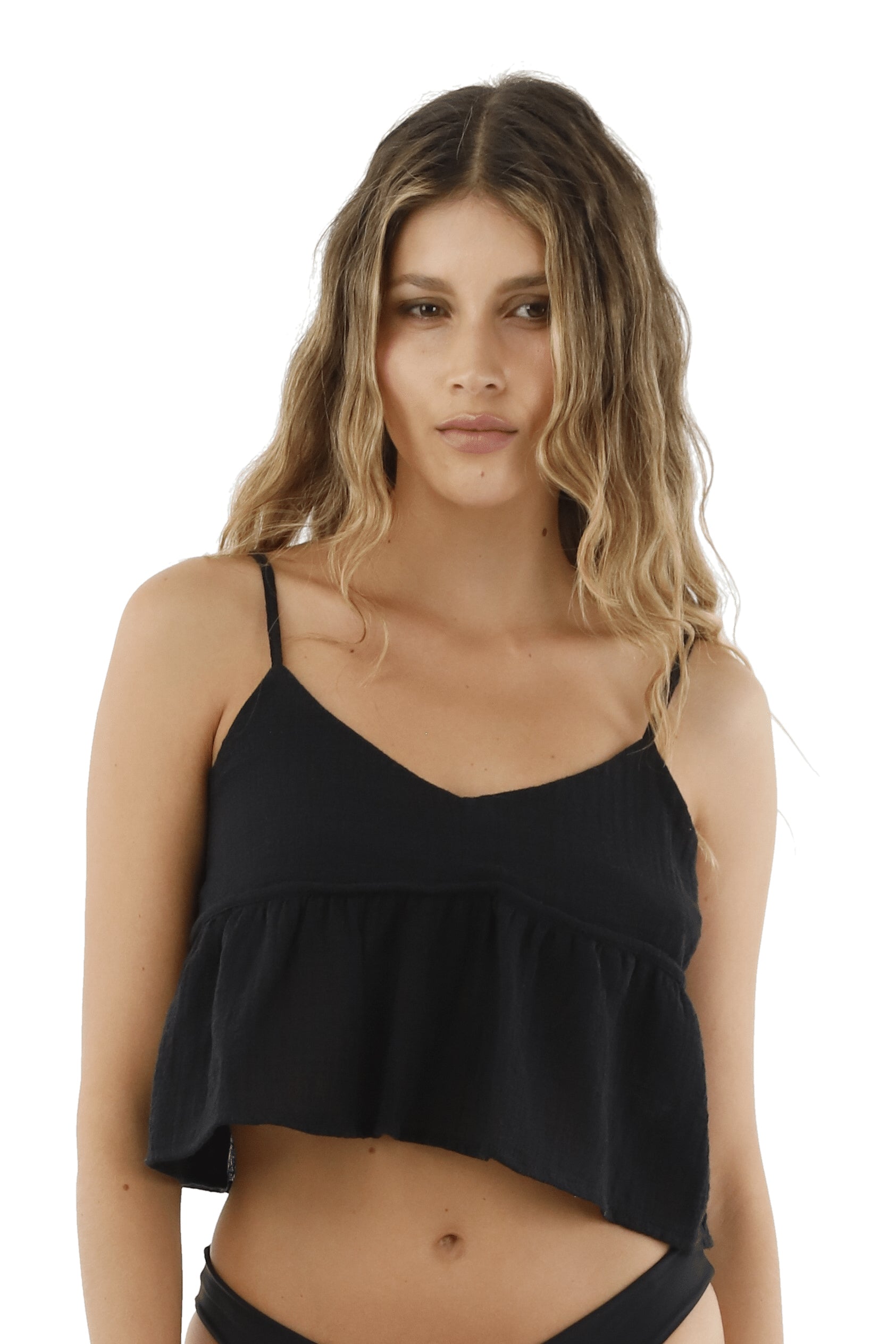 Black Cotton Crop Top
