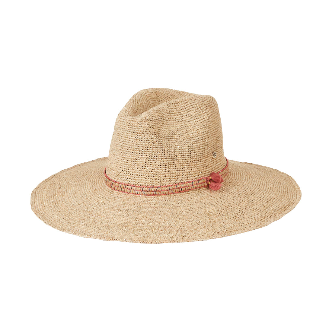 Wide brim rancher hat with metallic gold accents