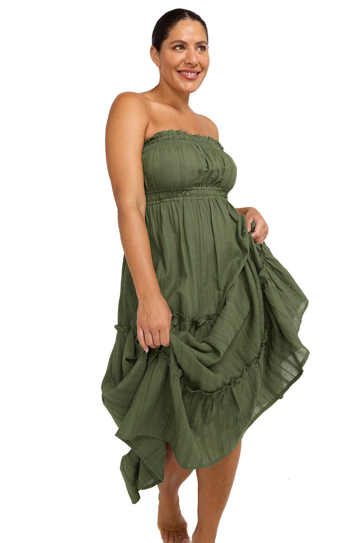 Dark Green Strapless Maxi Dress