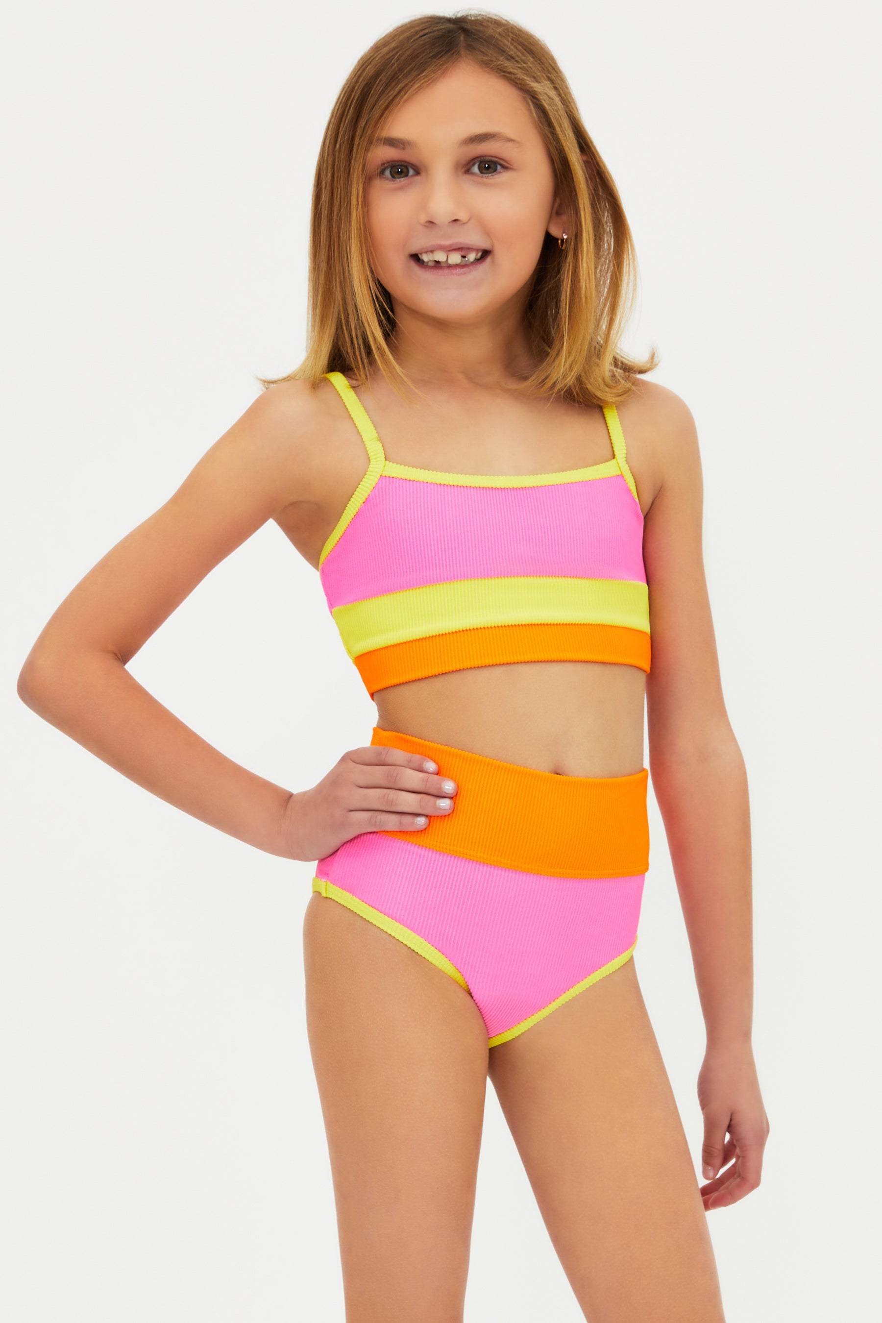 Girls colorful two-piece swimsuit
