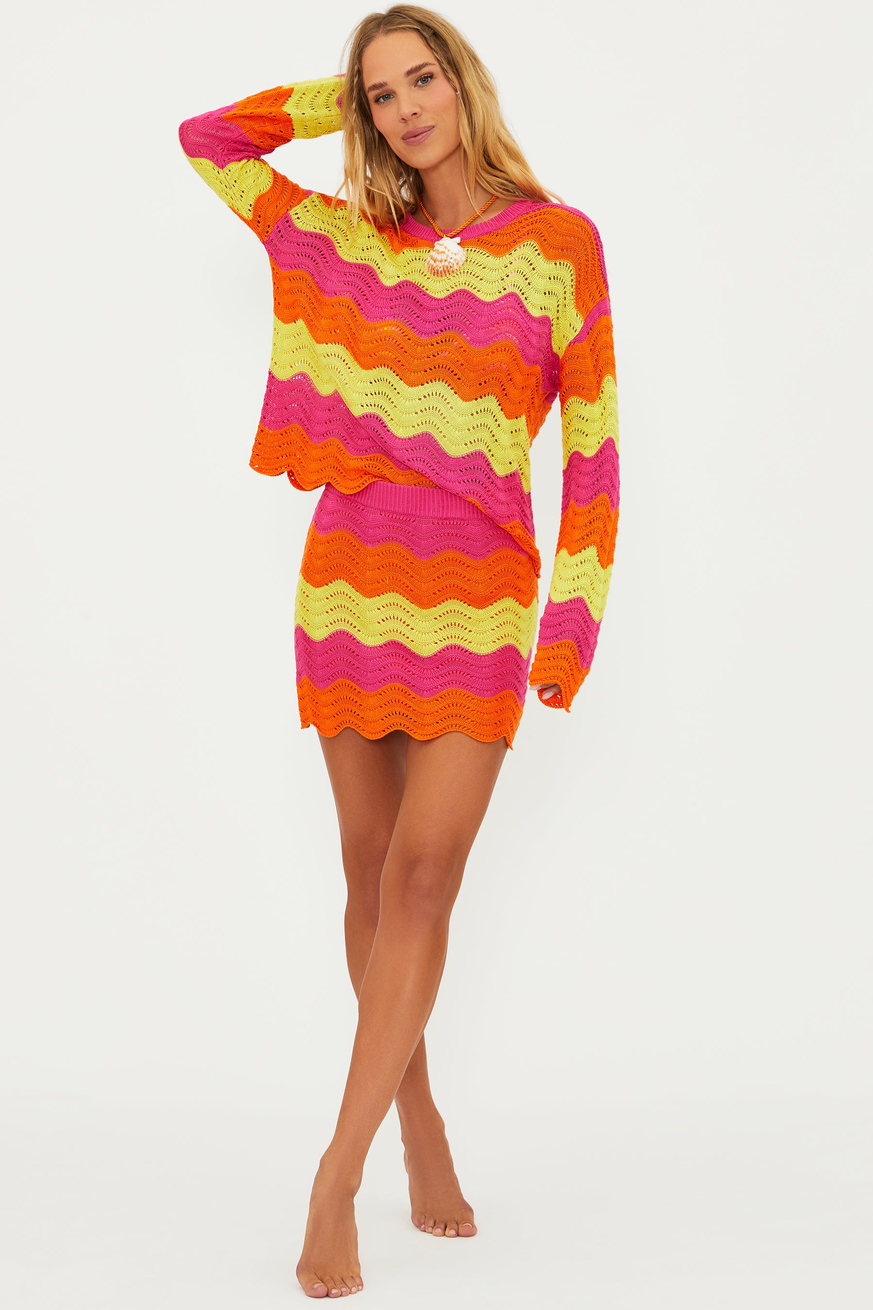 Multicolor open knit skirt that is perfect for the beach and the bar