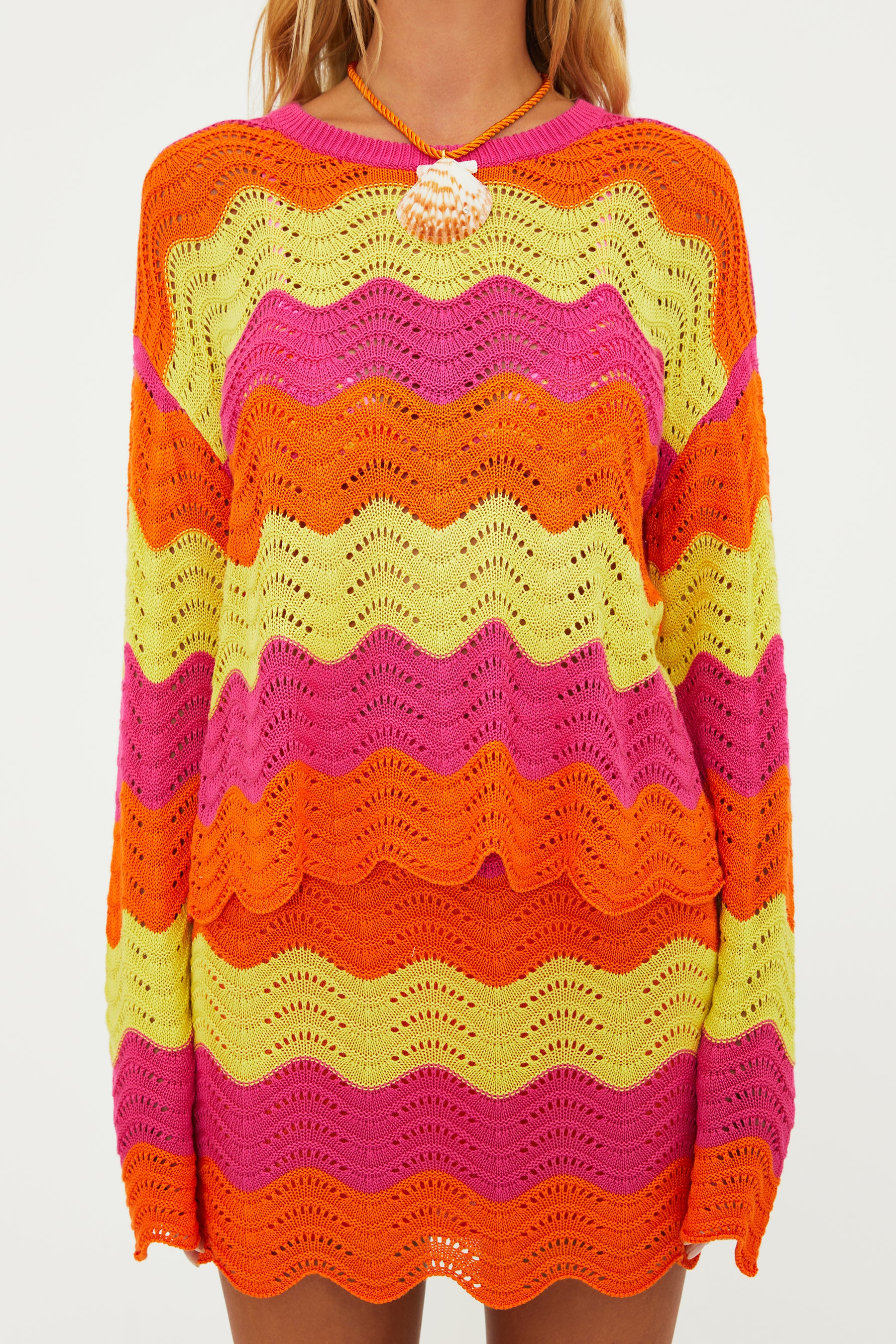 Multicolor open knit skirt that is perfect for the beach and the bar