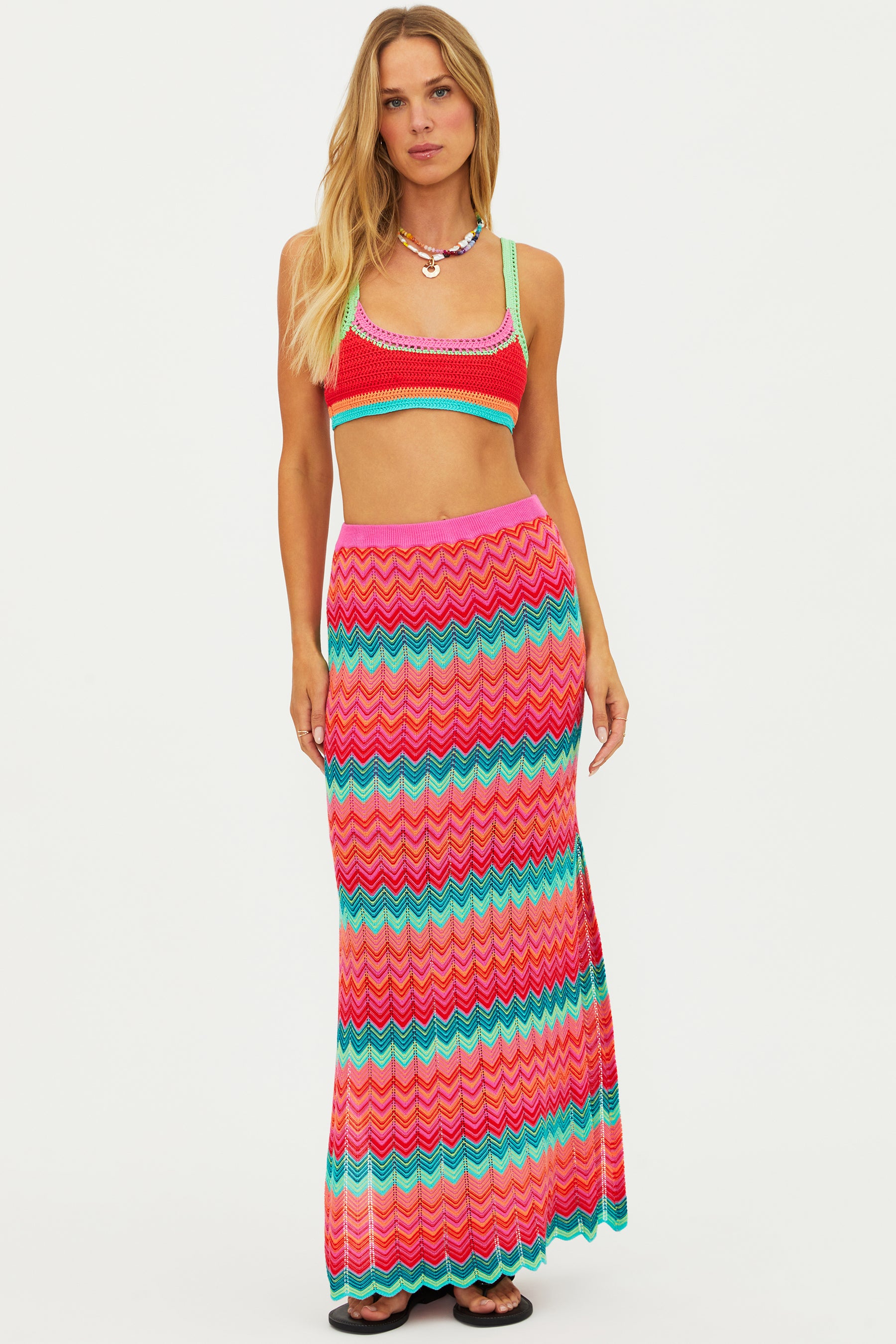 Long multicolor knit skirt
