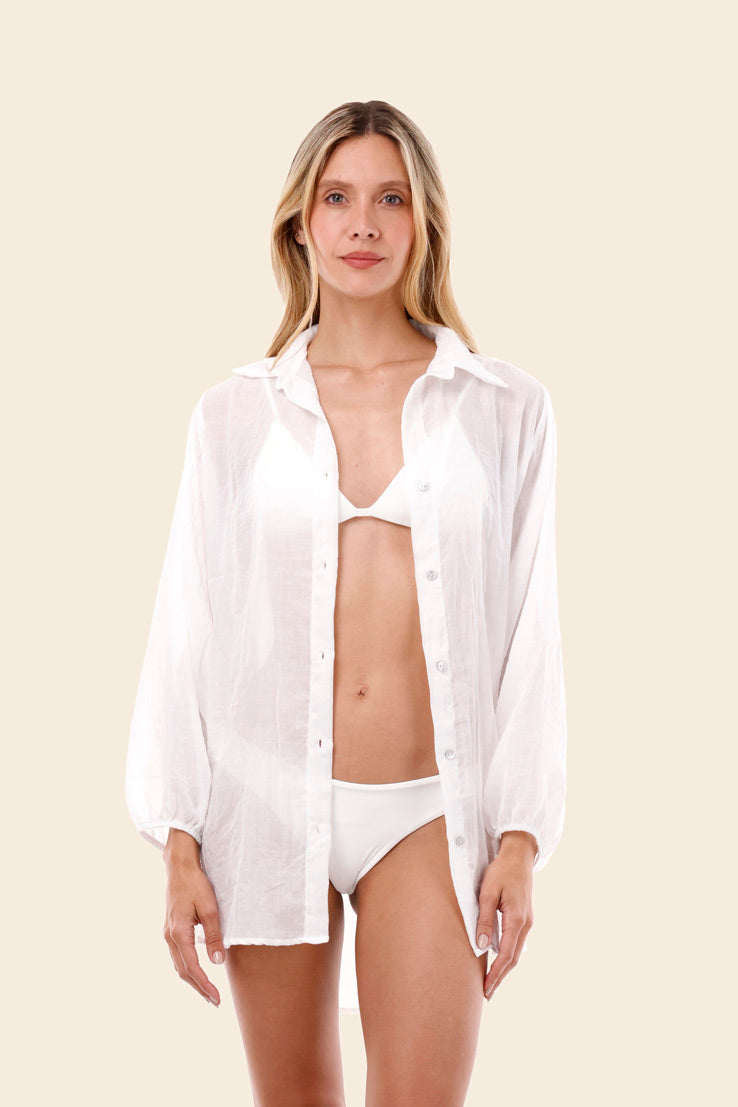White Beach Coverup Shirt