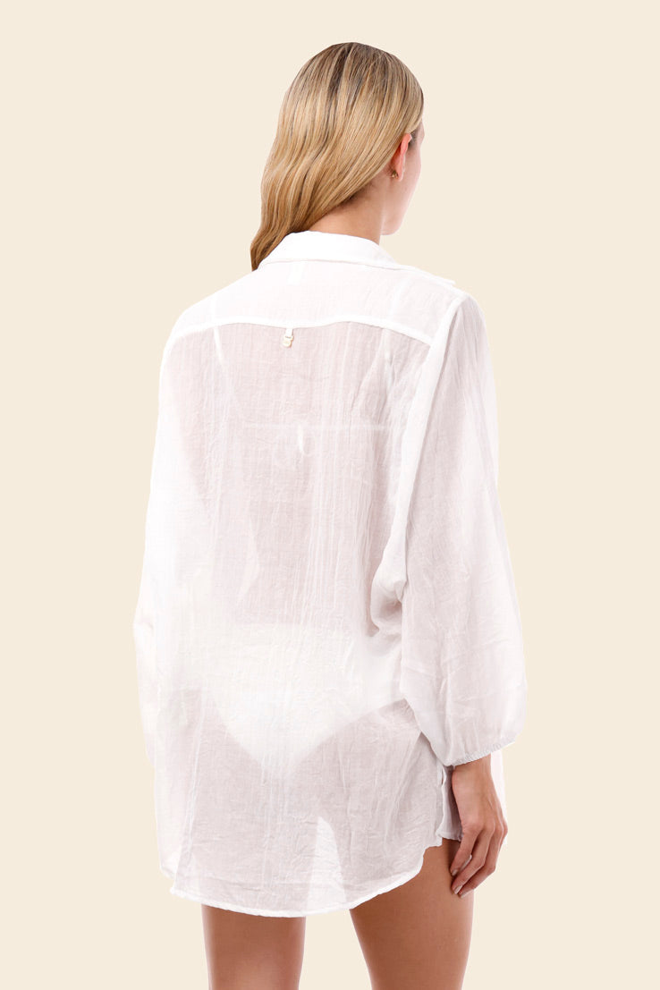 White Beach Coverup Shirt