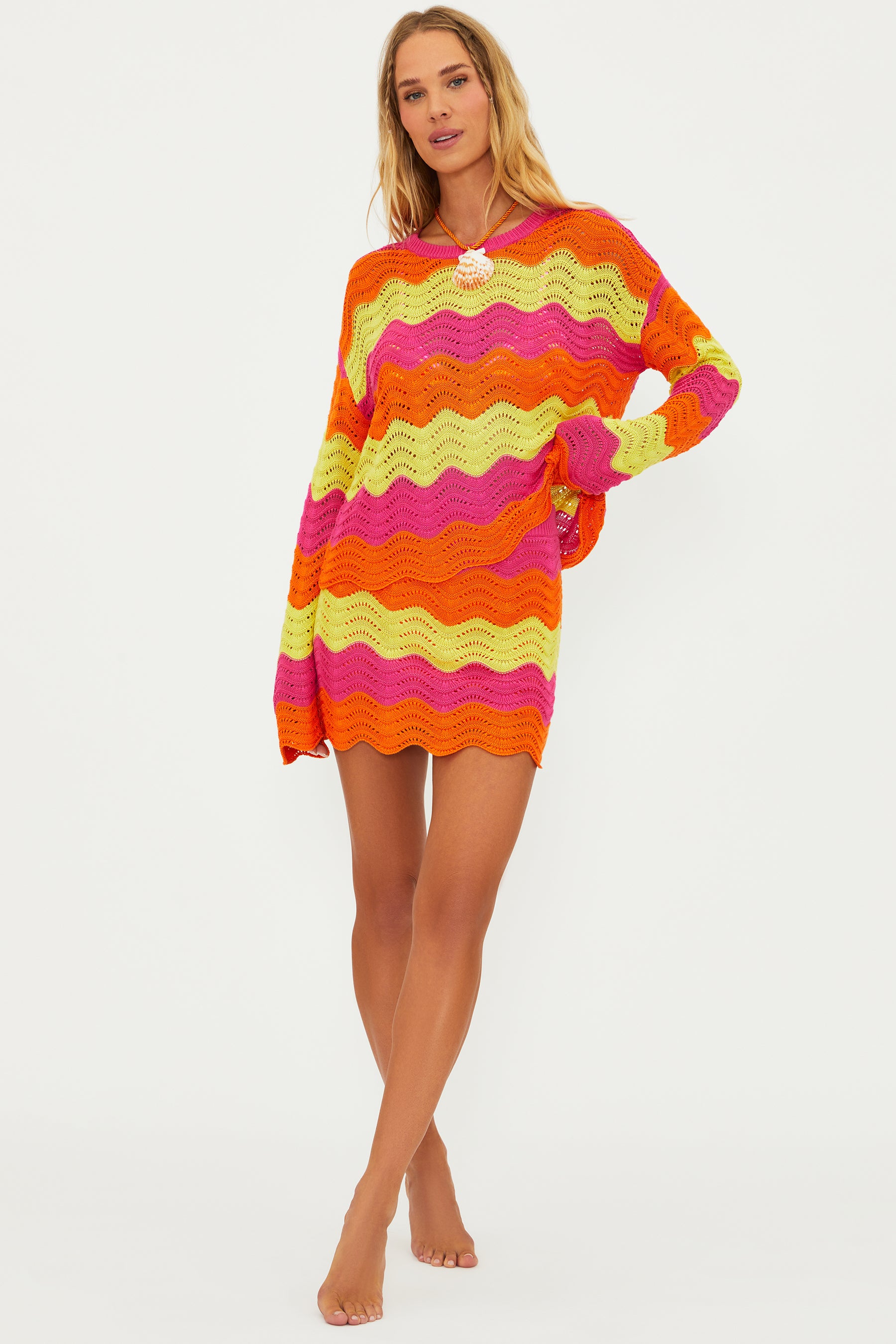 Multicolor open knit skirt that is perfect for the beach and the bar