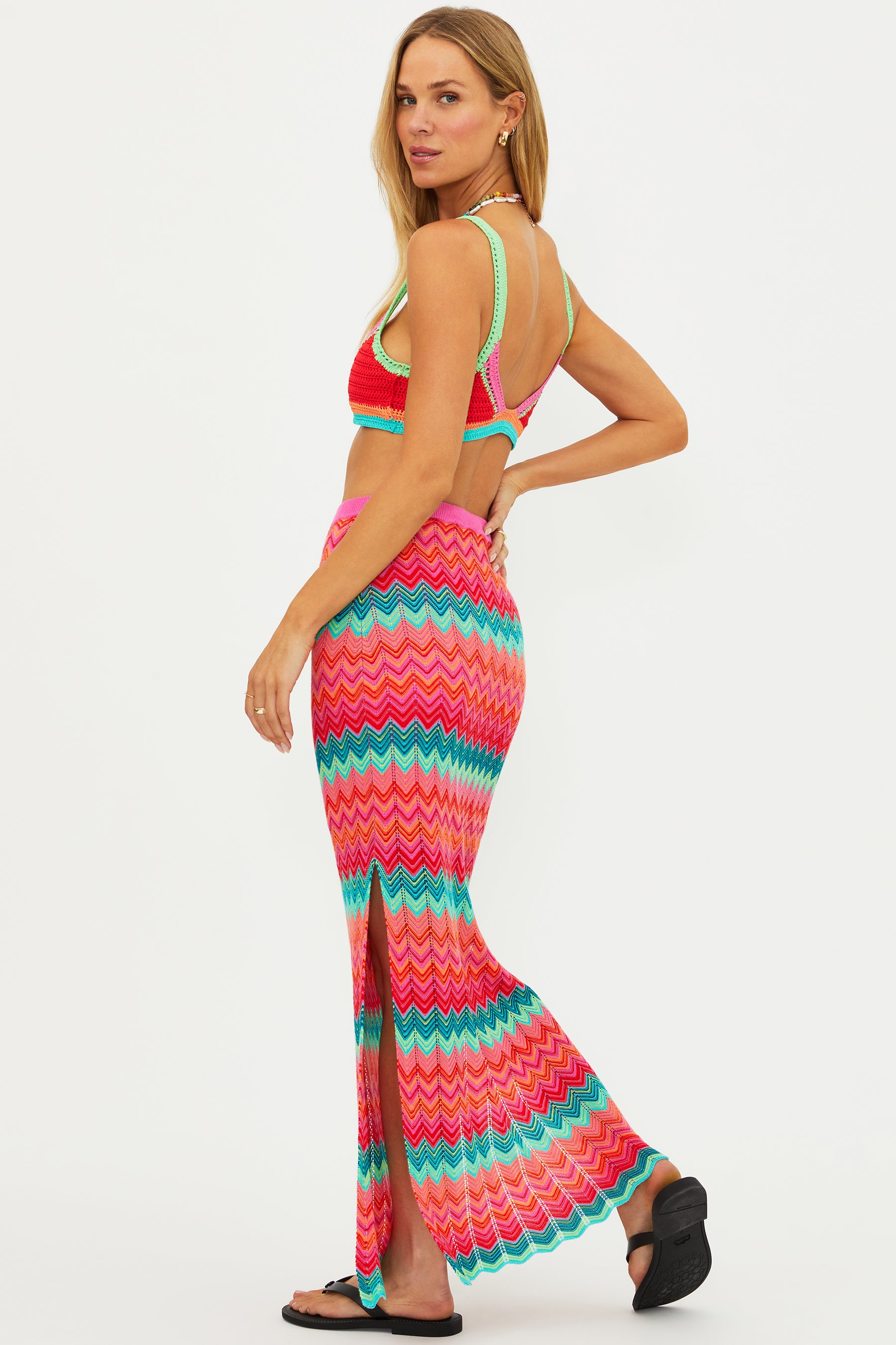 Long multicolor knit skirt