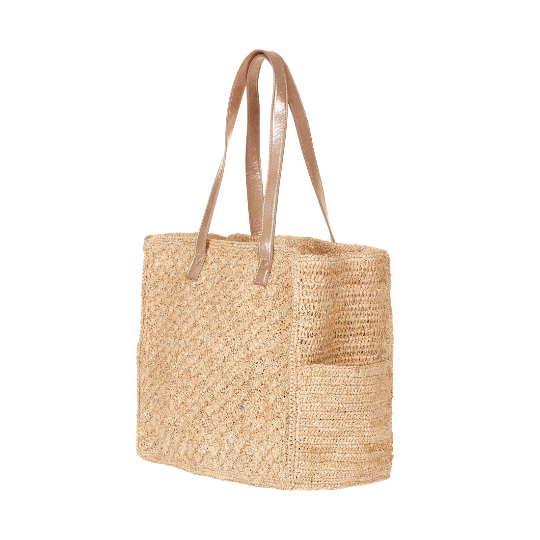 Crochet raffia tote bag