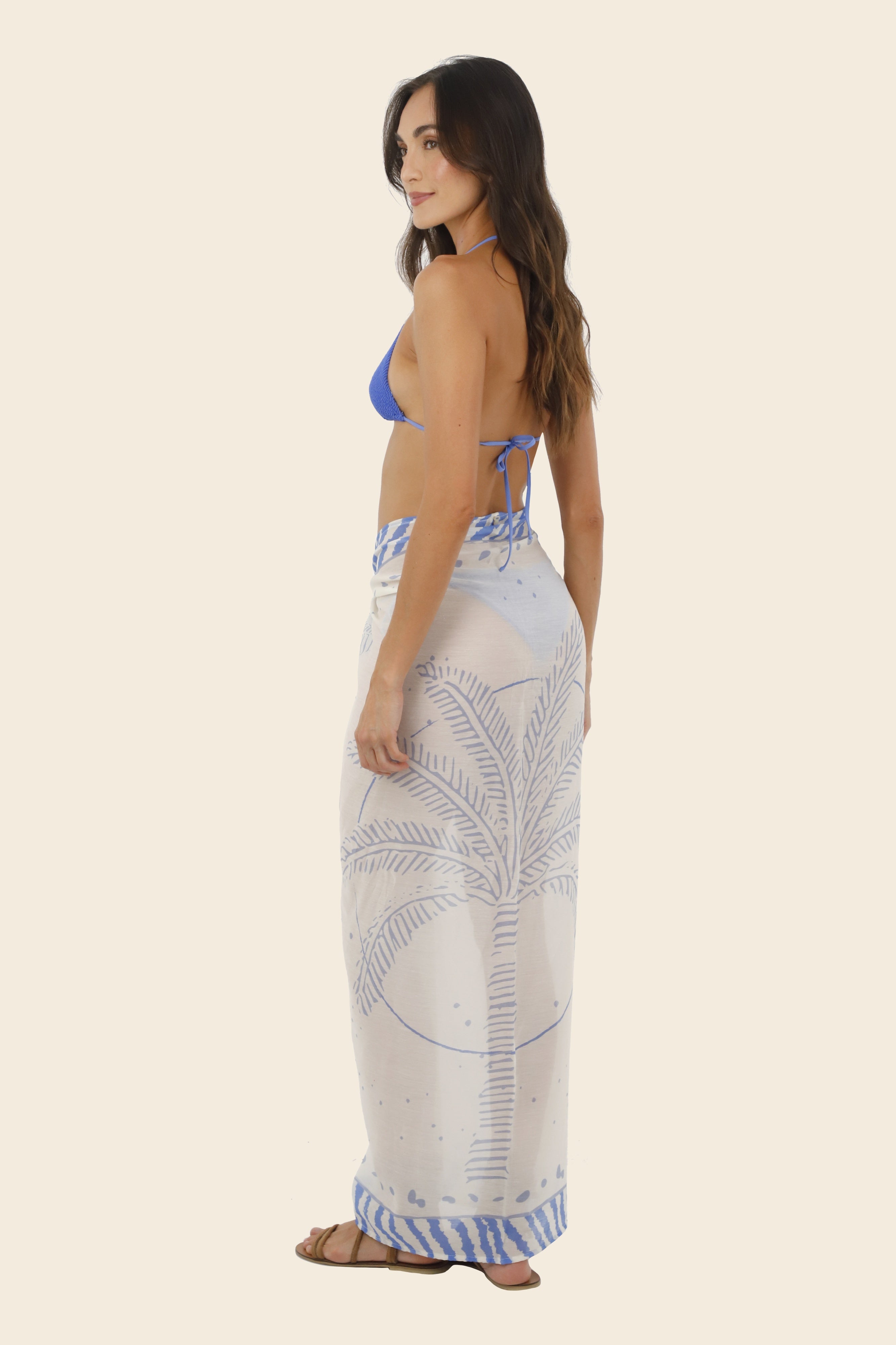 Tasseled long printed sarong
