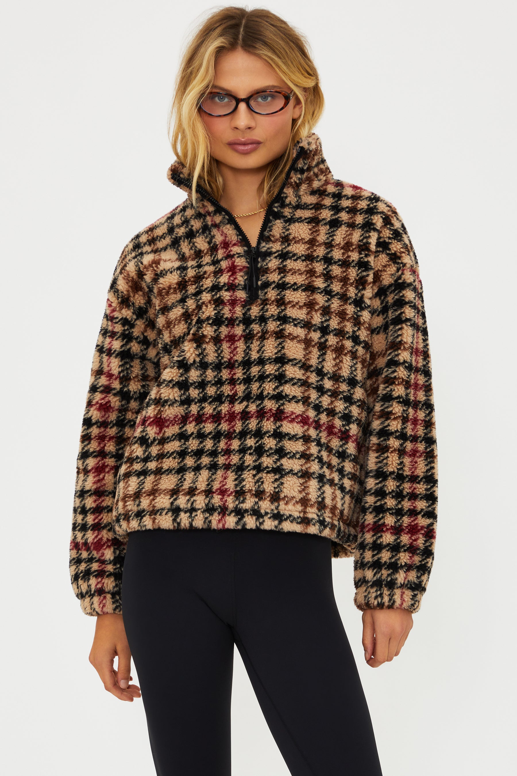Half Zip Checkered Sweater