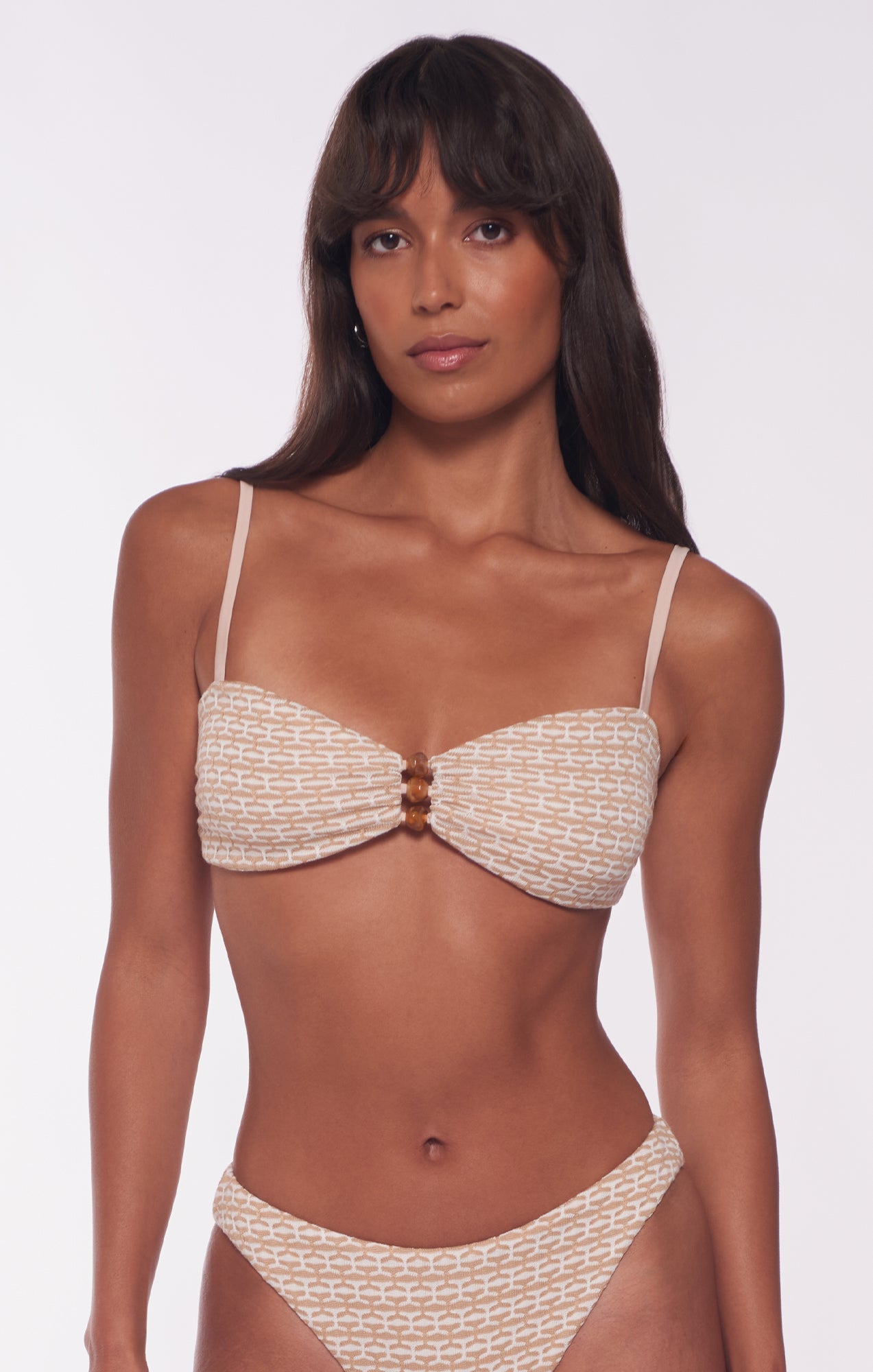 Beaded bandeau with decorative beads and removable straps