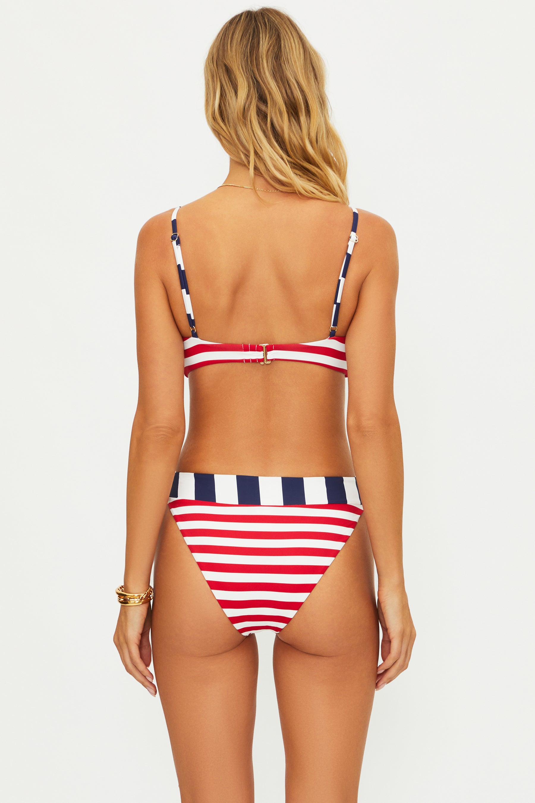 American themed bikini bottom with red, white, and blue stripes