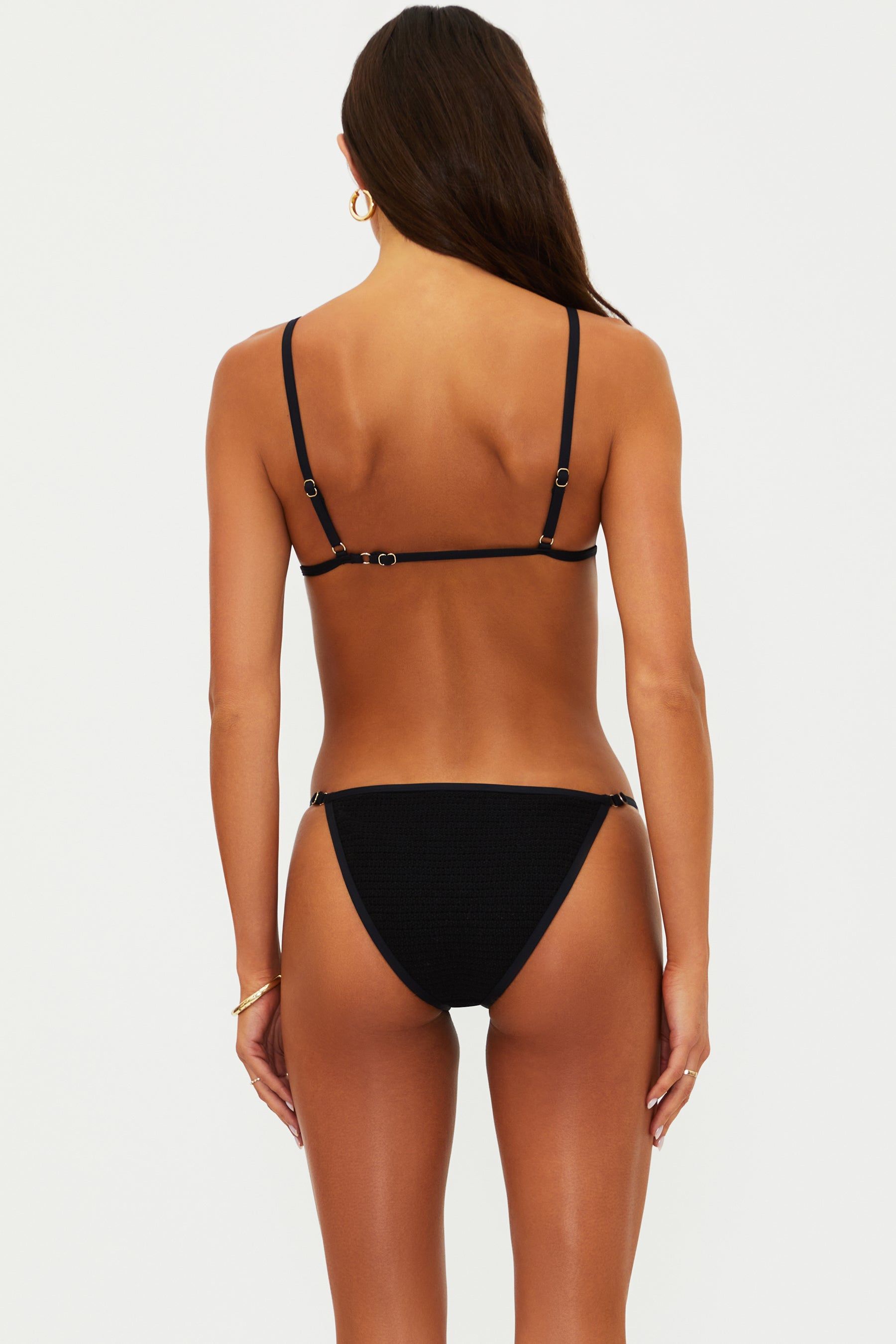 Cherry beaded black bikini bottom
