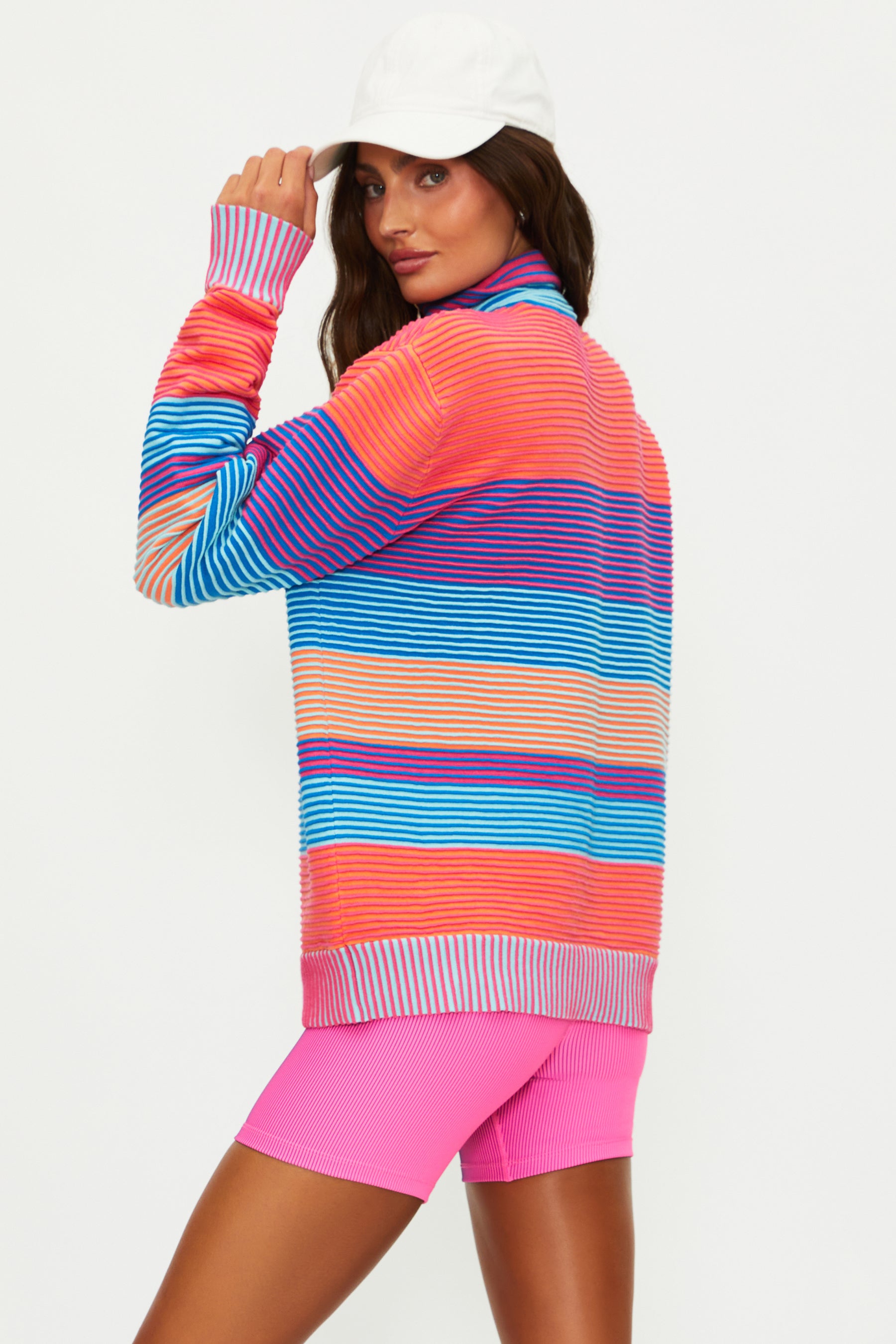 Striped Colorful Quarter Zip Sweater