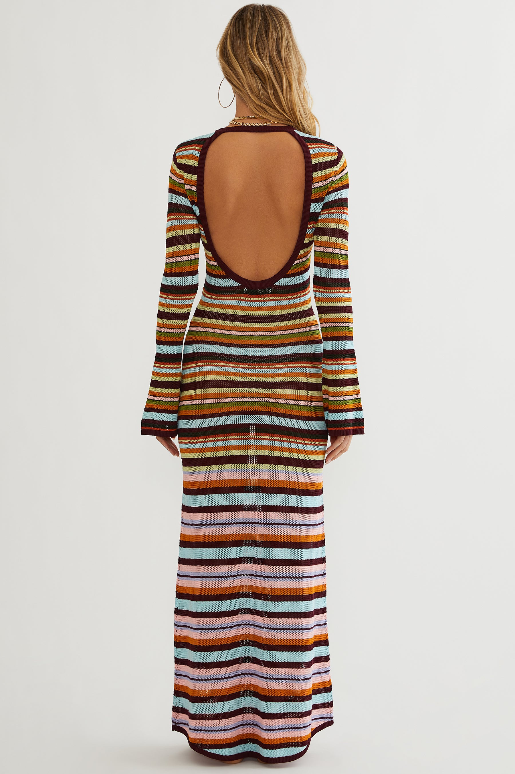 Multicolor Striped Dress With Long Sleeves