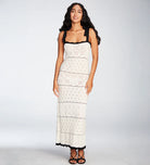 Black and White maxi dress with tie shoulder straps