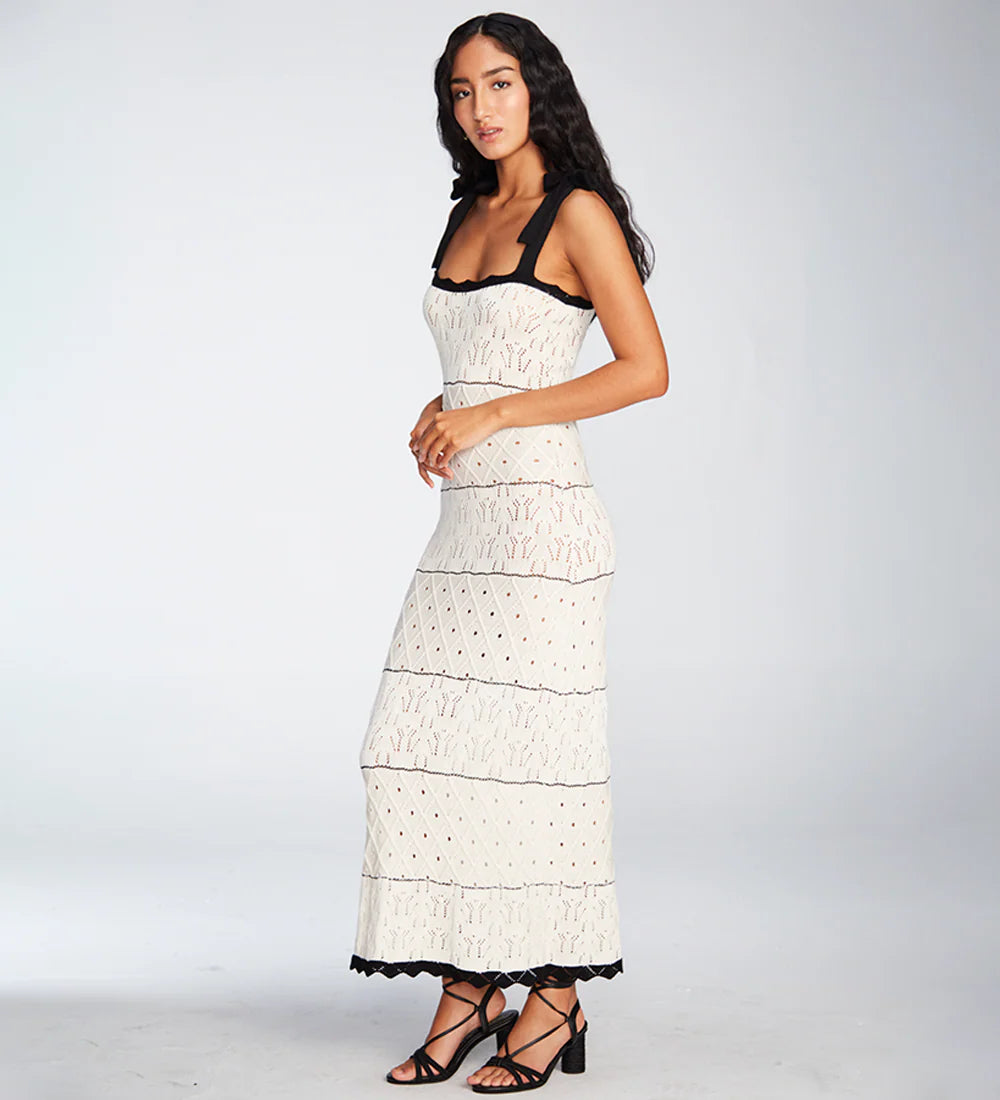 Black and White maxi dress with tie shoulder straps