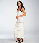 Black and White maxi dress with tie shoulder straps