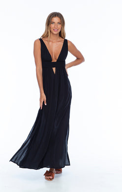 Black Plunging V-Neck Dress