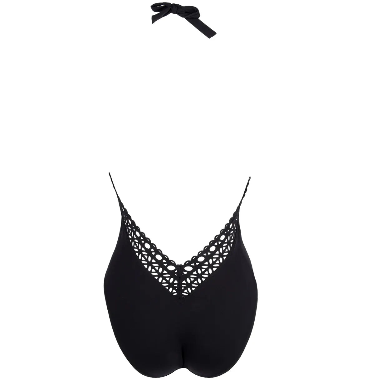 Plunging Black Halter One Piece