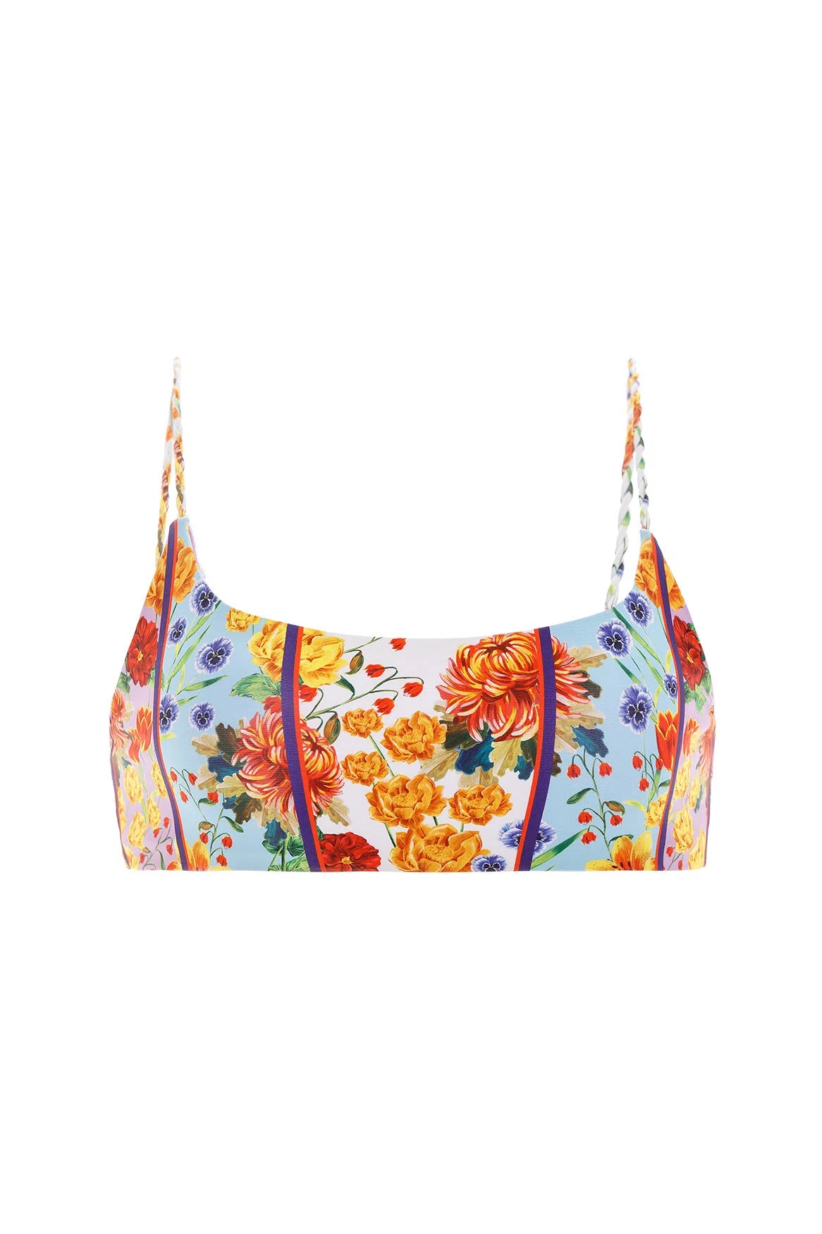 Vibrant Bright Floral Print Bikini Top