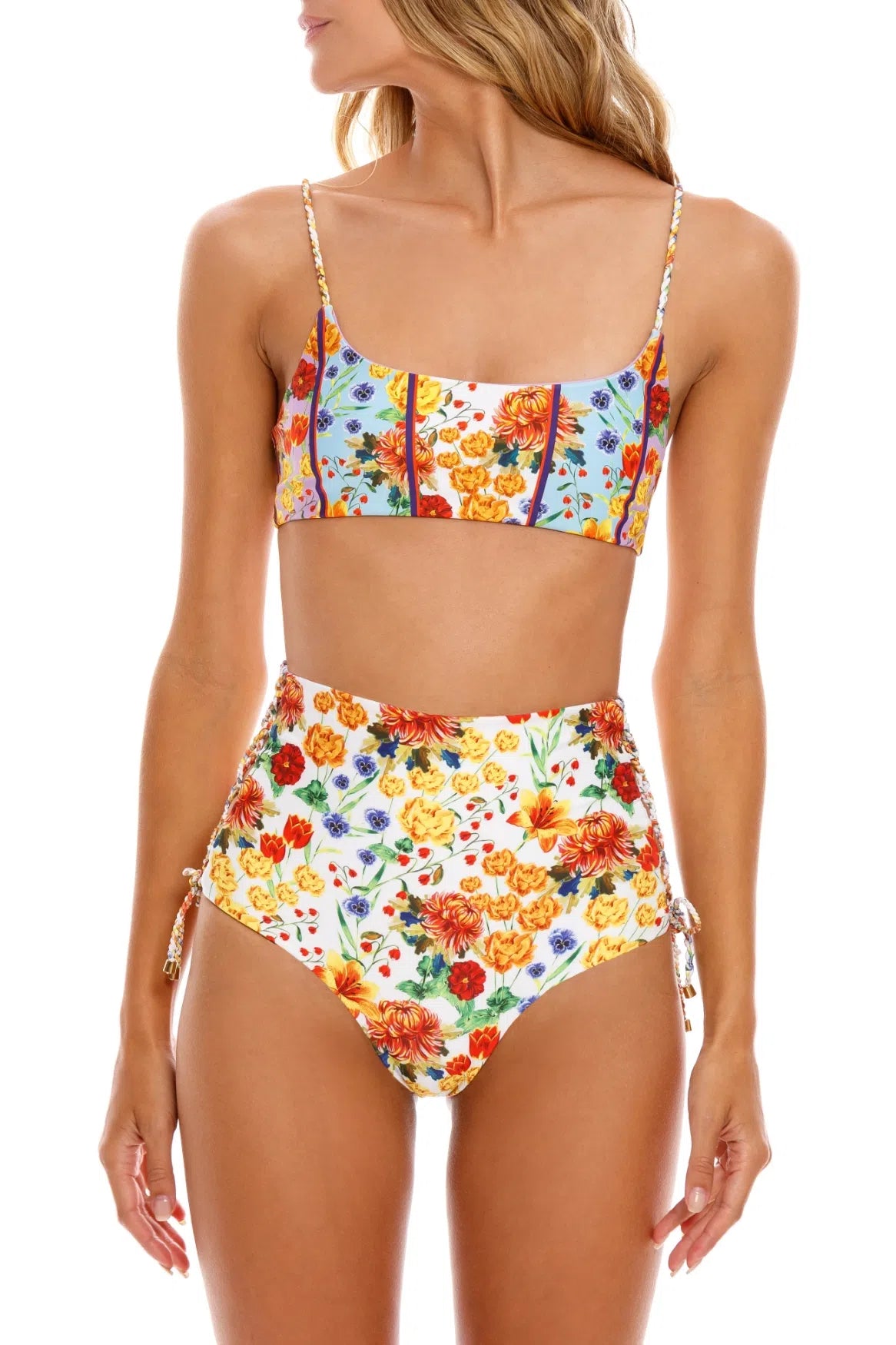 Vibrant Bright Floral Print Bikini Top
