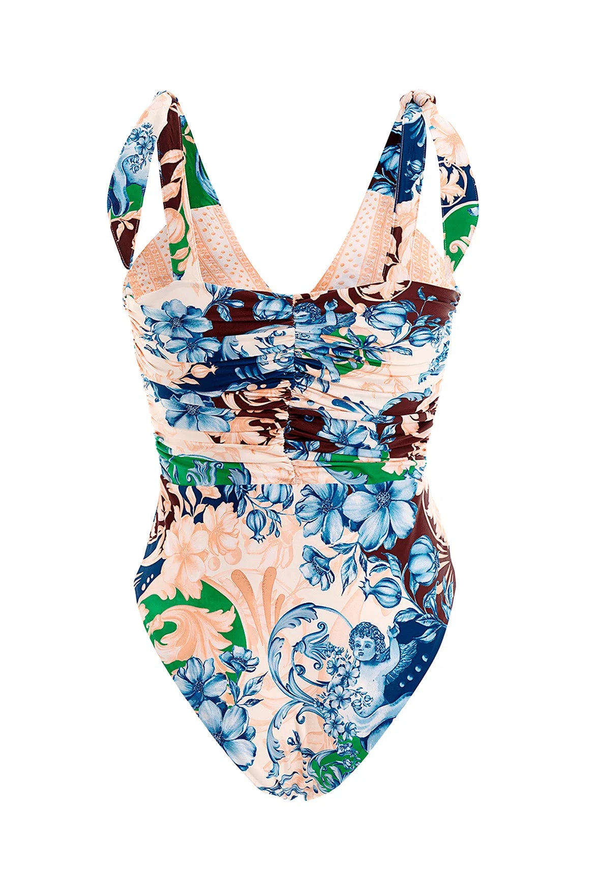 Bright Print Tie Shoulder One Piece