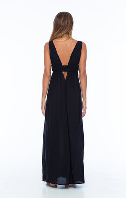 Black Plunging V-Neck Dress
