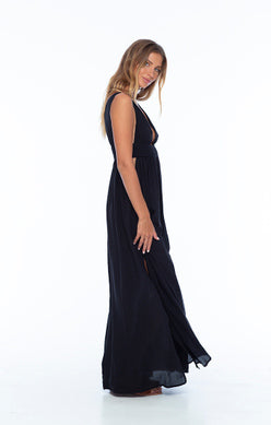 Black Plunging V-Neck Dress