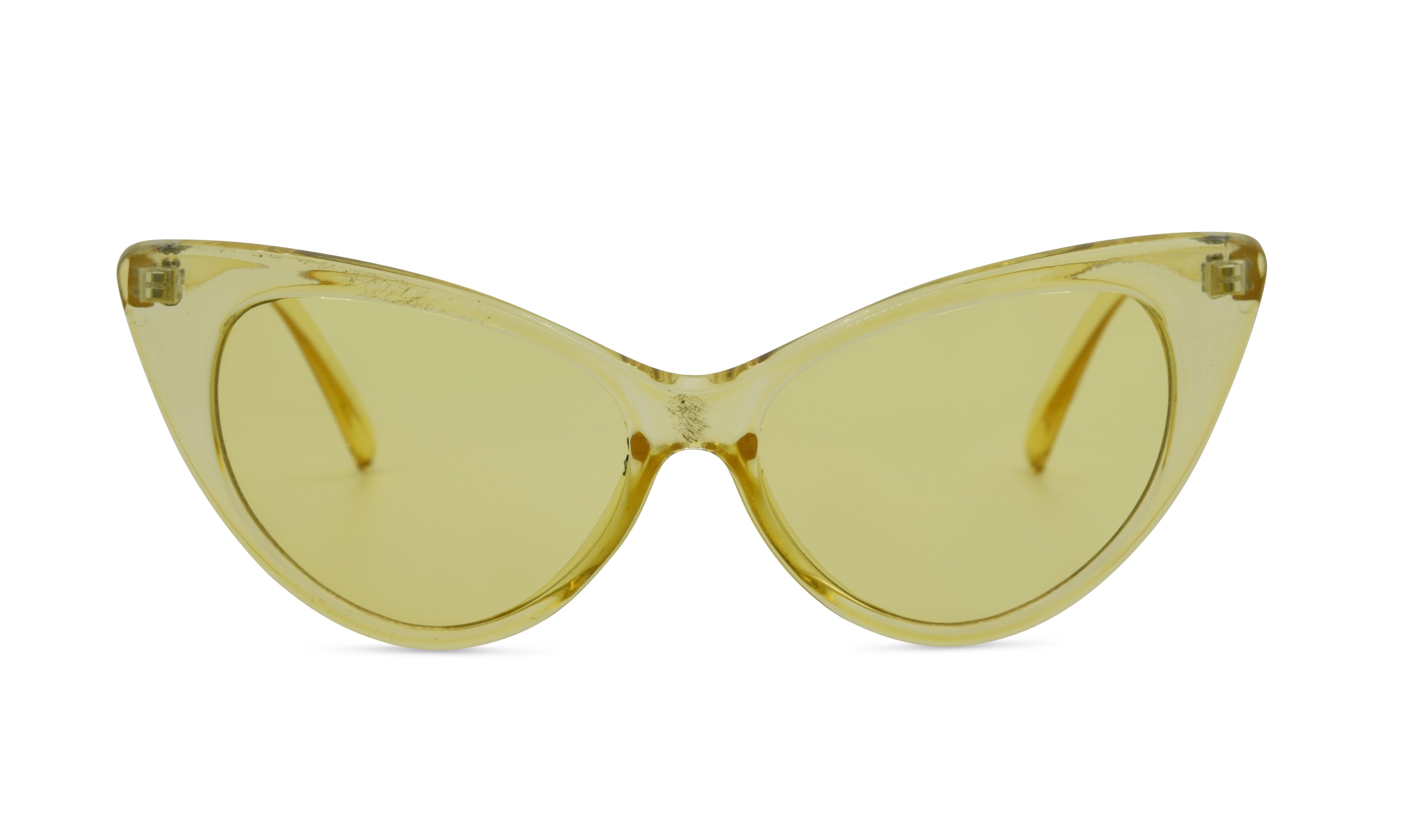 Yellow clear dramatic cat eye glasses
