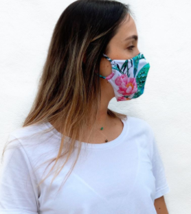 White Peacock Print Reusable Mask