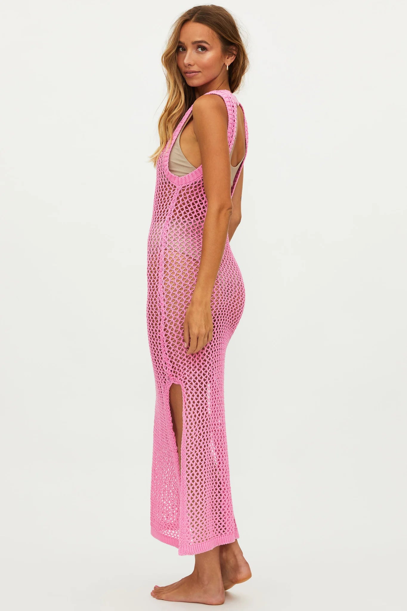 Pink Crochet Coverup Dress