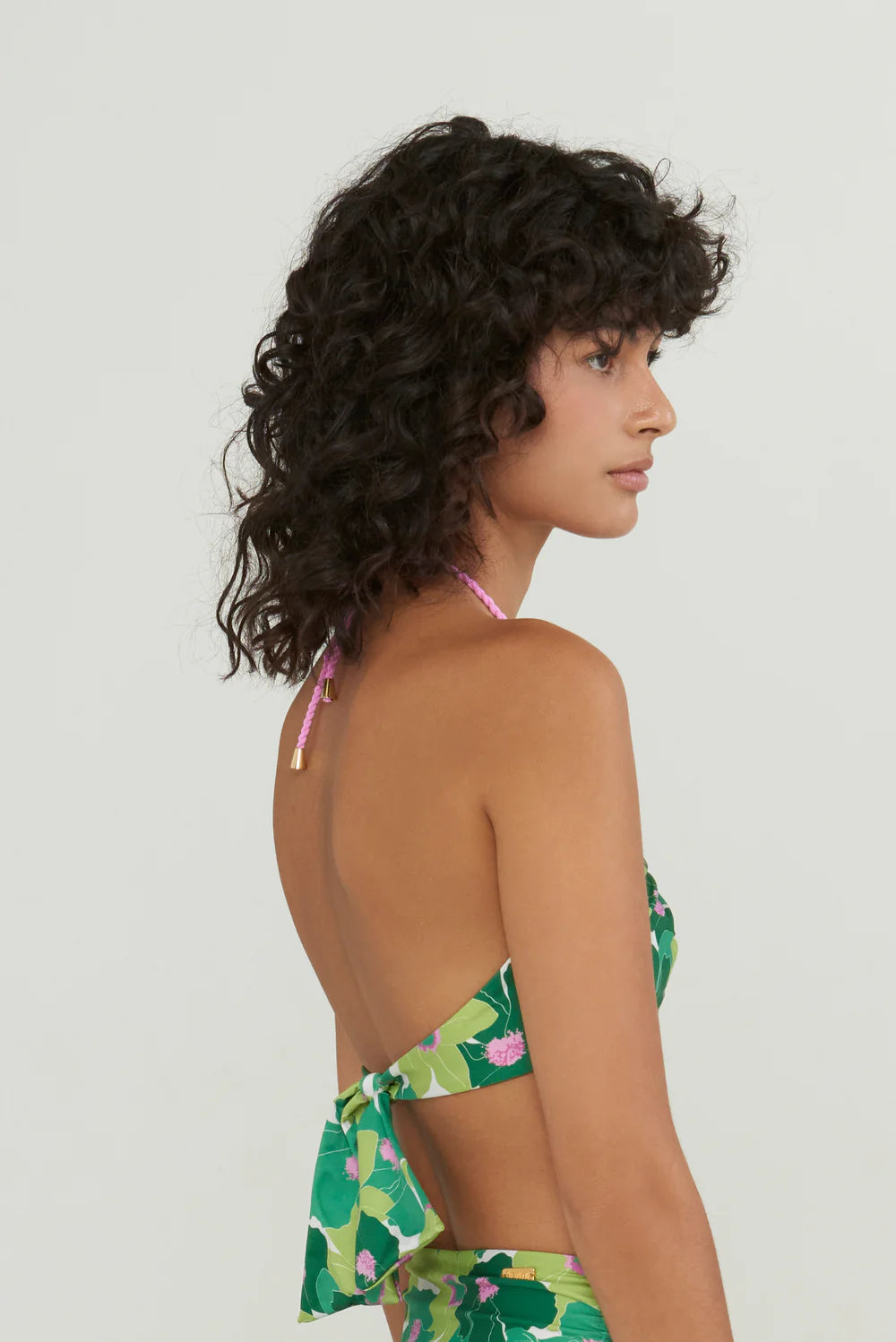 Bright Green Print Bandeau Bikini Top