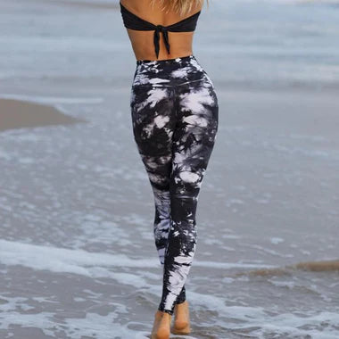 Black High Waist Tie Dye Leggings